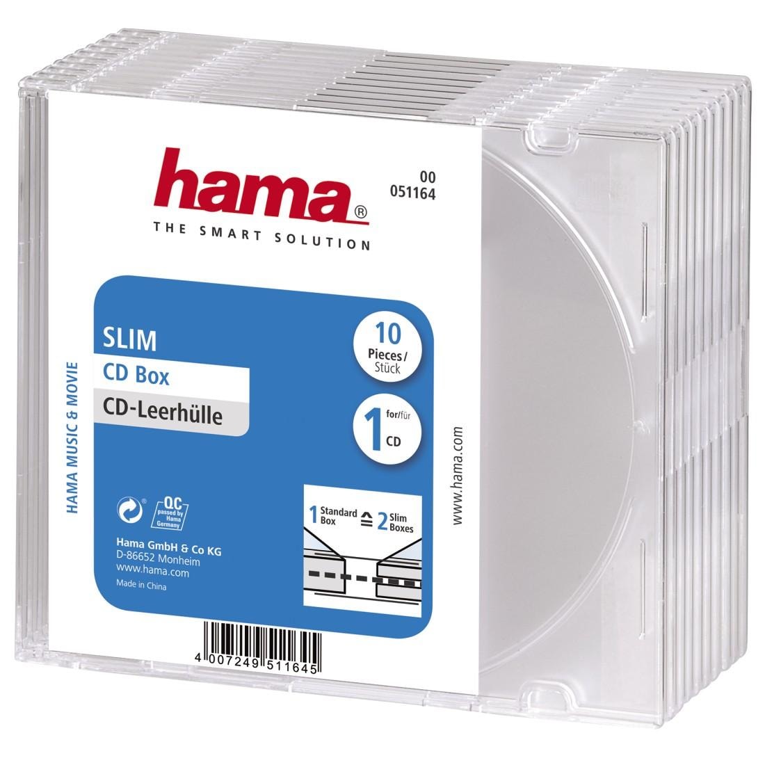 Hama CD-Hülle »CD Leerhülle Slim, 10er-Pack, Transparent, Schutzhülle, Schutzcase«