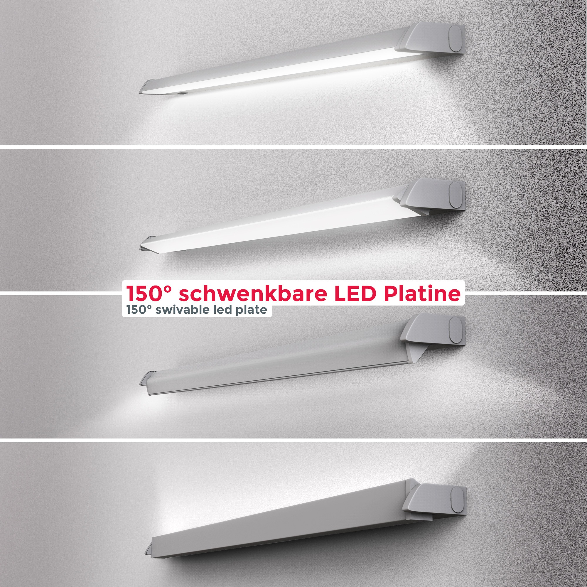 | Küchenleiste, silber, Lichtleiste, flammig-flammig, schwenkbar, BAUR Schrank-Lampe, 1 Unterbaulampe, B.K.Licht 8W