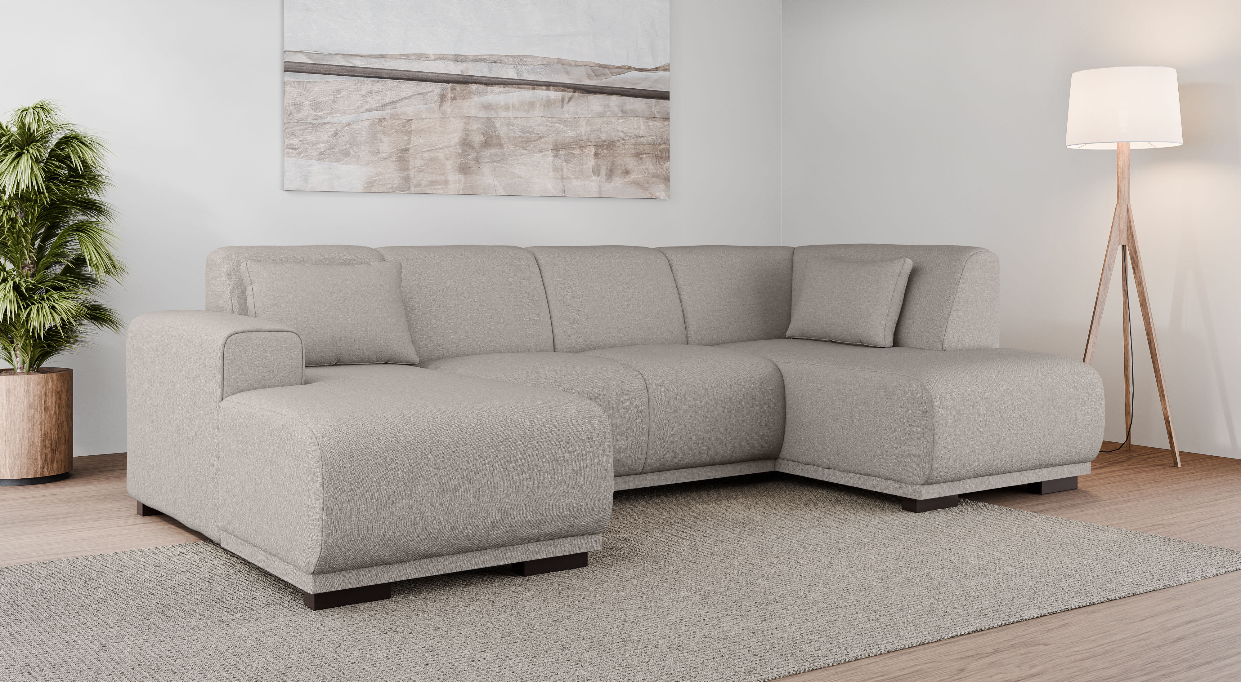 OTTO home Wohnlandschaft "BORNHOLM U-Form mit Recamiere rechts/links, B/T/H: 300/162/85 cm" U-Form mit Wellenunterfederung, Recamiere rechts oder links bestellbar