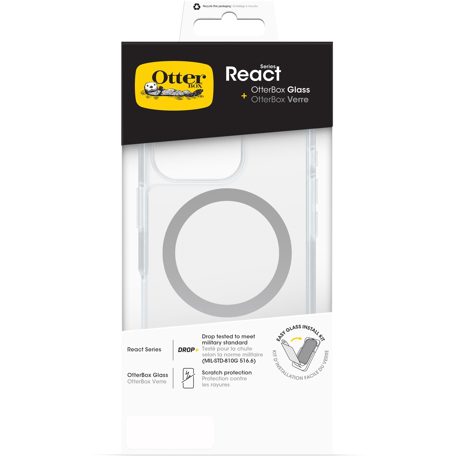 Otterbox Handyhülle »React + Glass für Apple iPhone 16 Pro«, iPhone 16, Backcover, Schutzhülle, Displayschutzglas, stoßfest