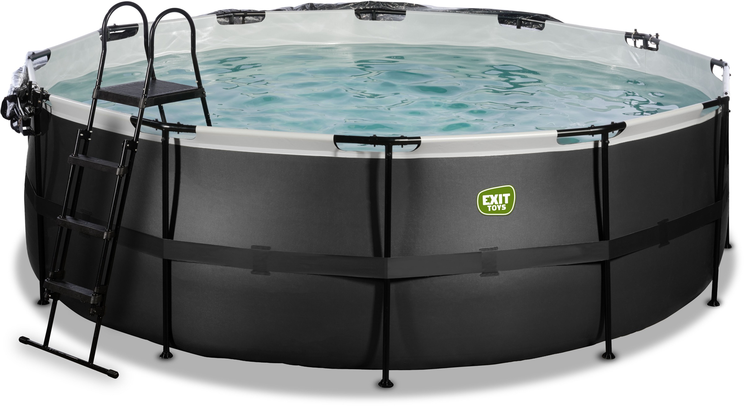 EXIT Framepool »»Black Leather Pool««, (Set), mit Sandfilterpumpe und Abdeckung und Zubehörset - schwarz