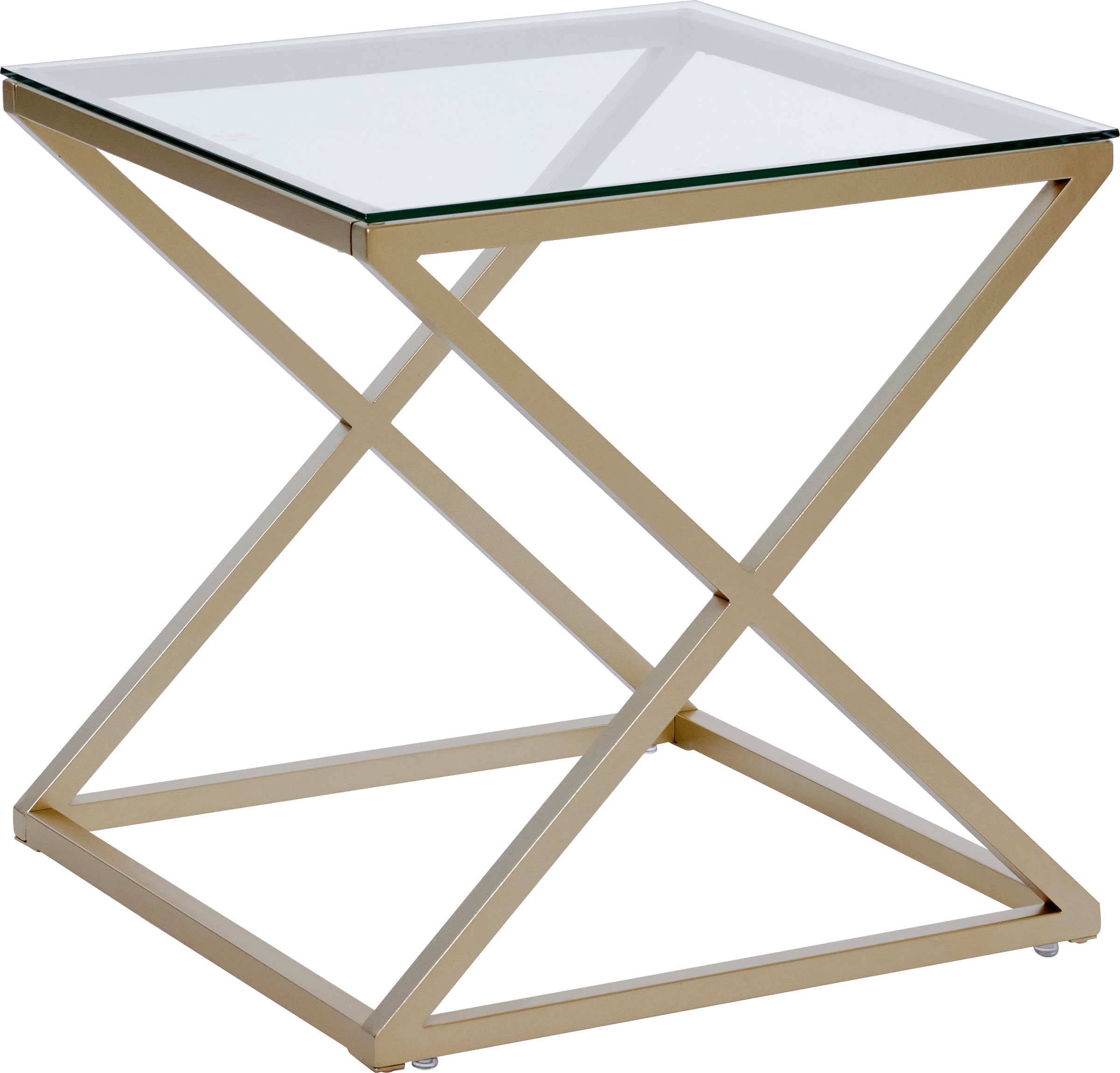 Jahnke Beistelltisch »XTRA BY SIDE«, (1 St.), Nachttisch/Beistelltisch in Gold-Look, aus Sicherheitsglas gefertigt
