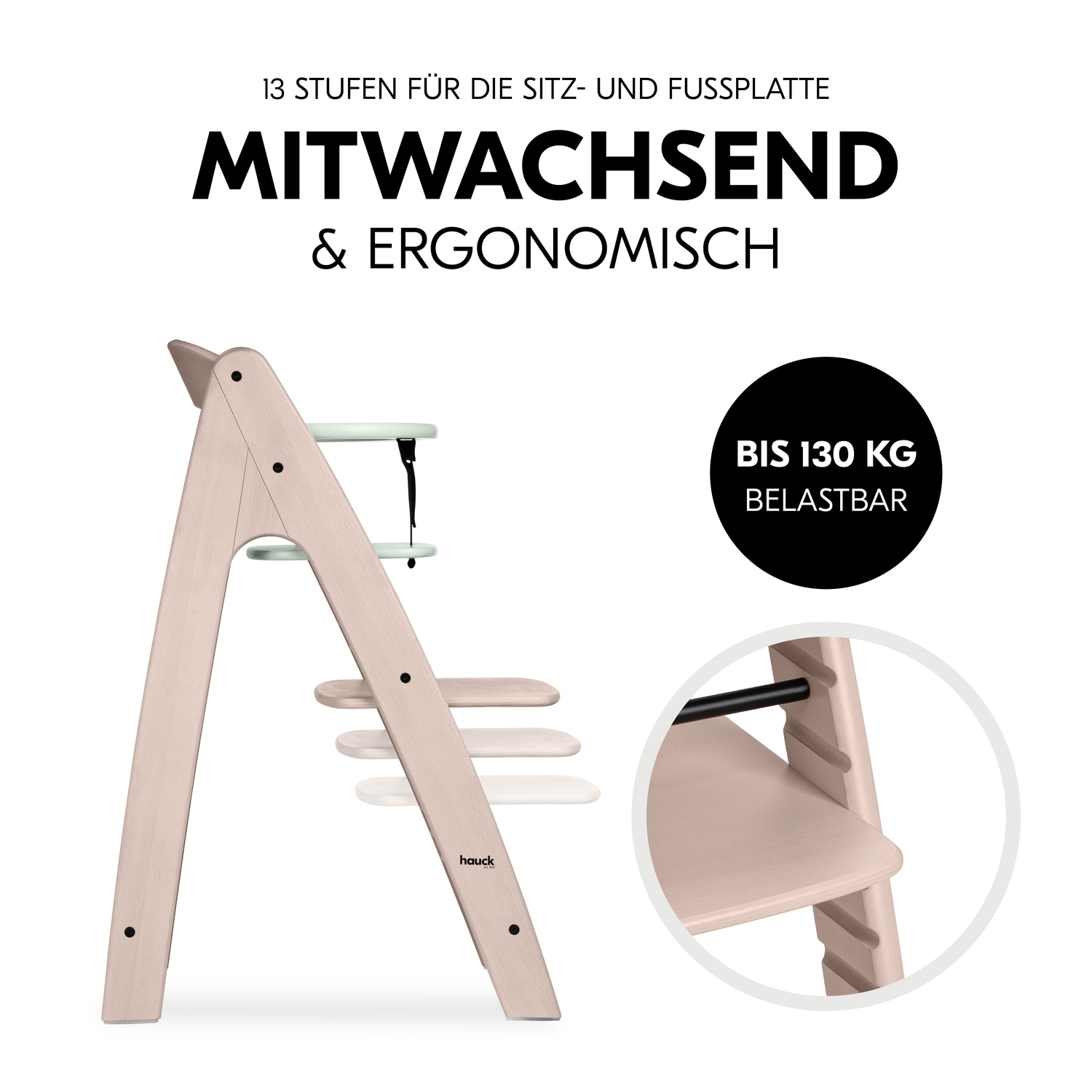 Hauck Hochstuhl »Arketa, Beech Whitewashed Mint«, mitwachsend; FSC® - schützt Wald - weltweit
