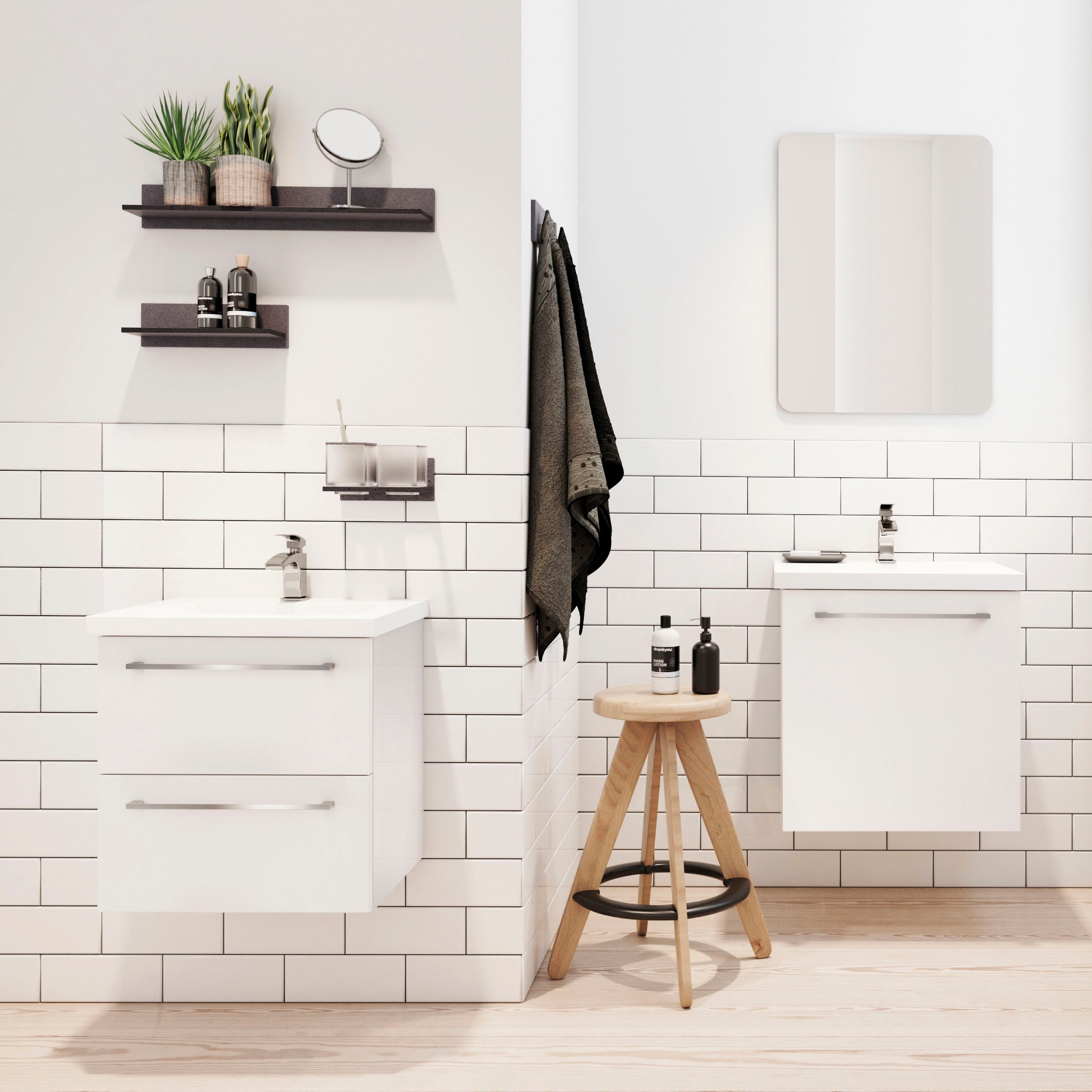 welltime Badezimmer-Set "Scandic" Komplett-Set, 2-er set: Spiegel und Wasch günstig online kaufen