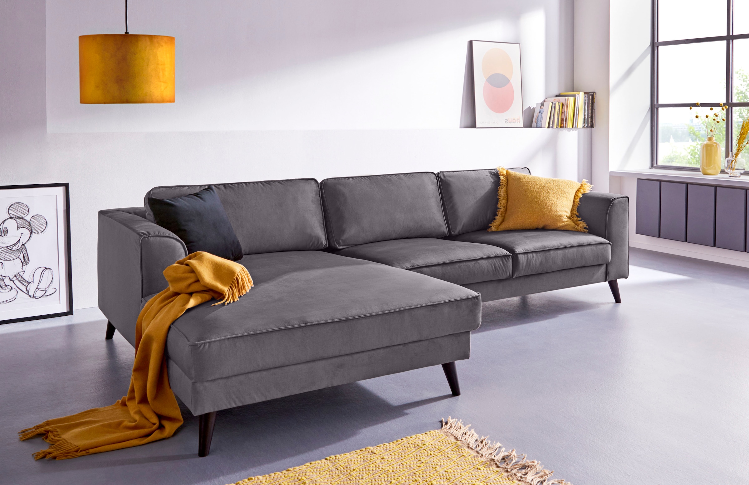 INOSIGN Ecksofa "Lumber Jack, elegant und bequem, Breite 280, hoher Fuß, L- günstig online kaufen