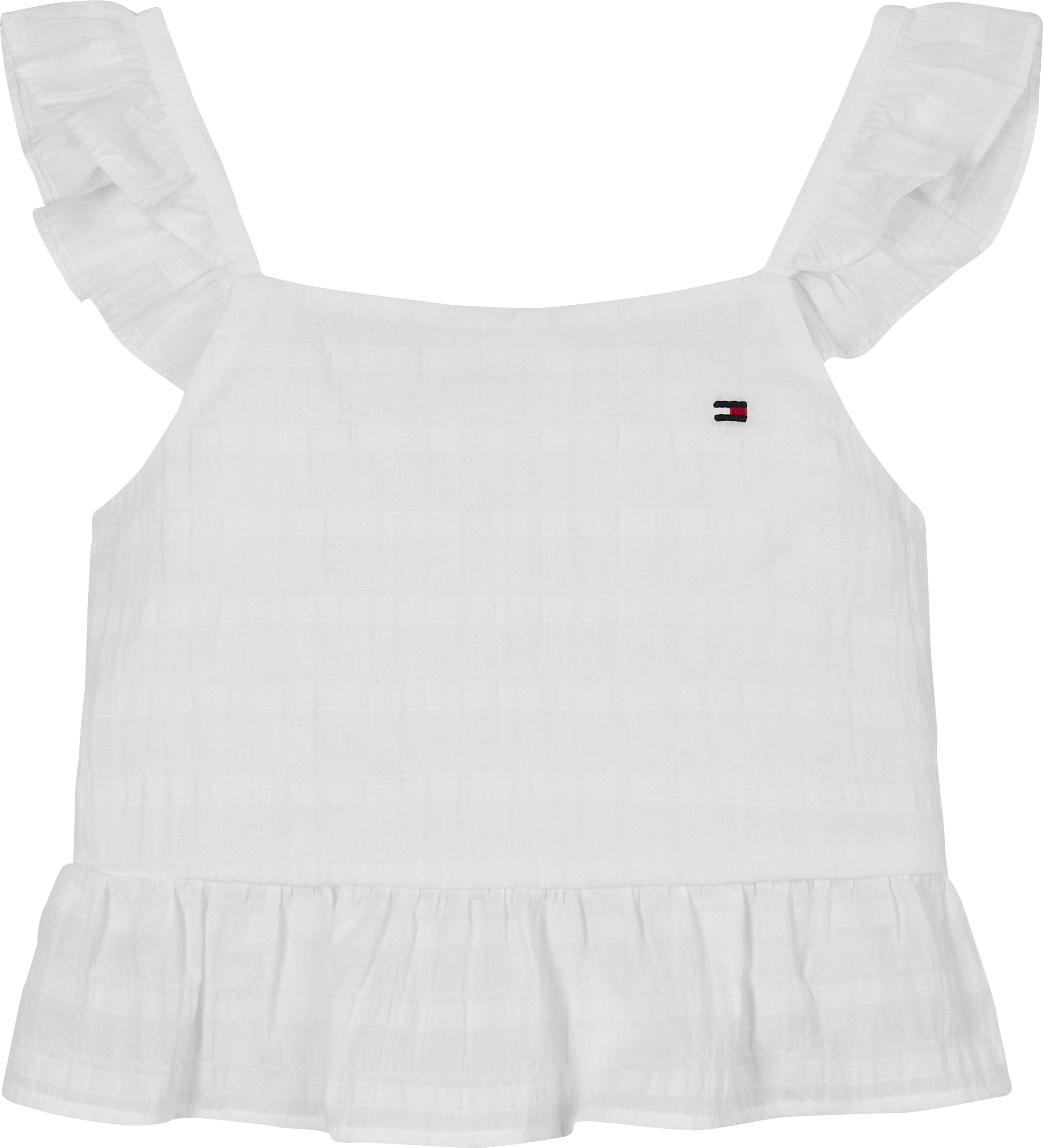 Tommy Hilfiger Trägertop »TEXTURED COTTON TOP SLVLS«, mit Stickerei, mit Rüschen