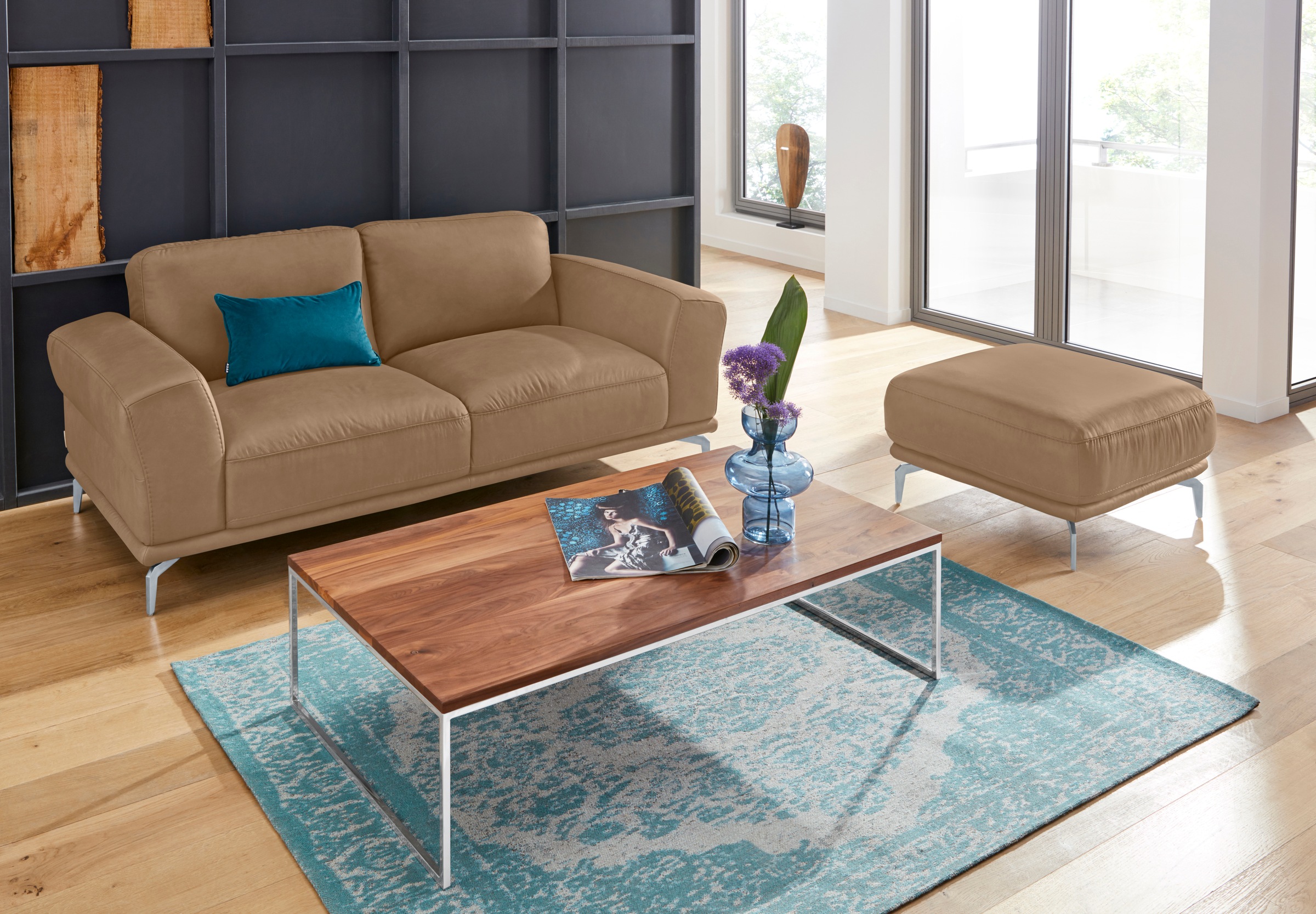 W.SCHILLIG Hocker »montanaa«, mit Metallfüßen in Silber matt, Breite 71 cm