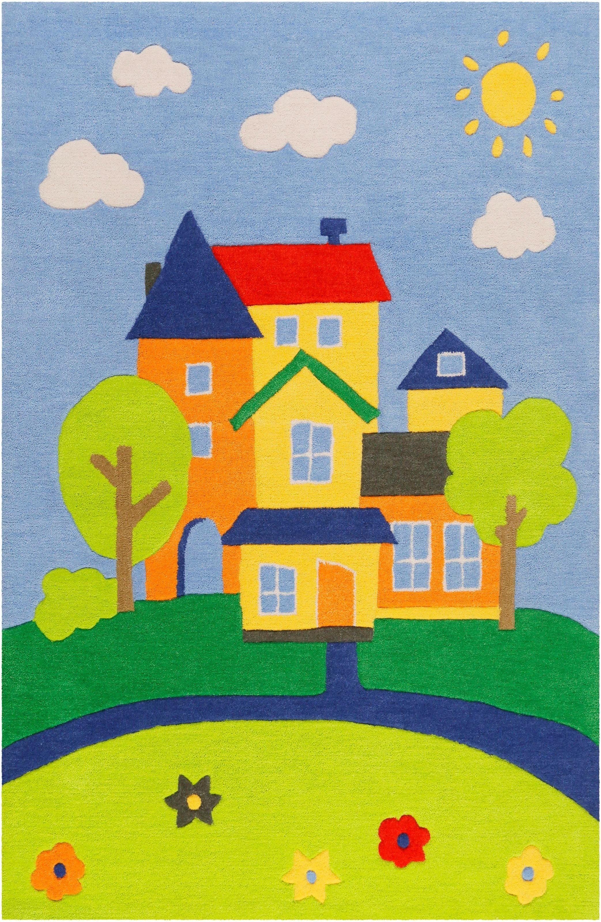 SMART KIDS Kinderteppich »Villa Villakulla«, rechteckig, 9 mm Höhe, Spielteppich Stadt, Konturenschnitt