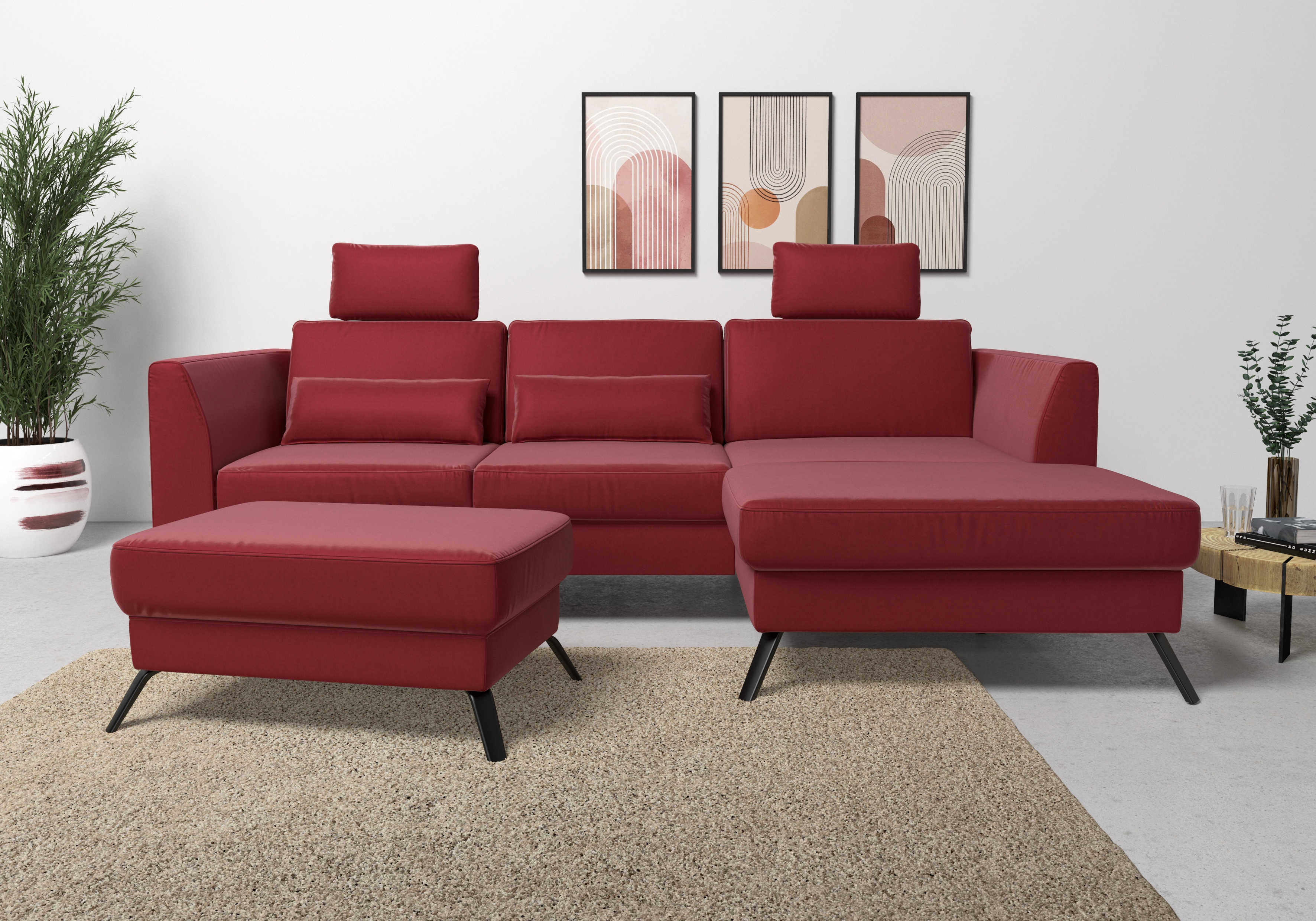 sit&more Ecksofa "Olsen L-Form" inklusive Sitztiefenverstellung, optional Schlaffunktion, 15cm hoch