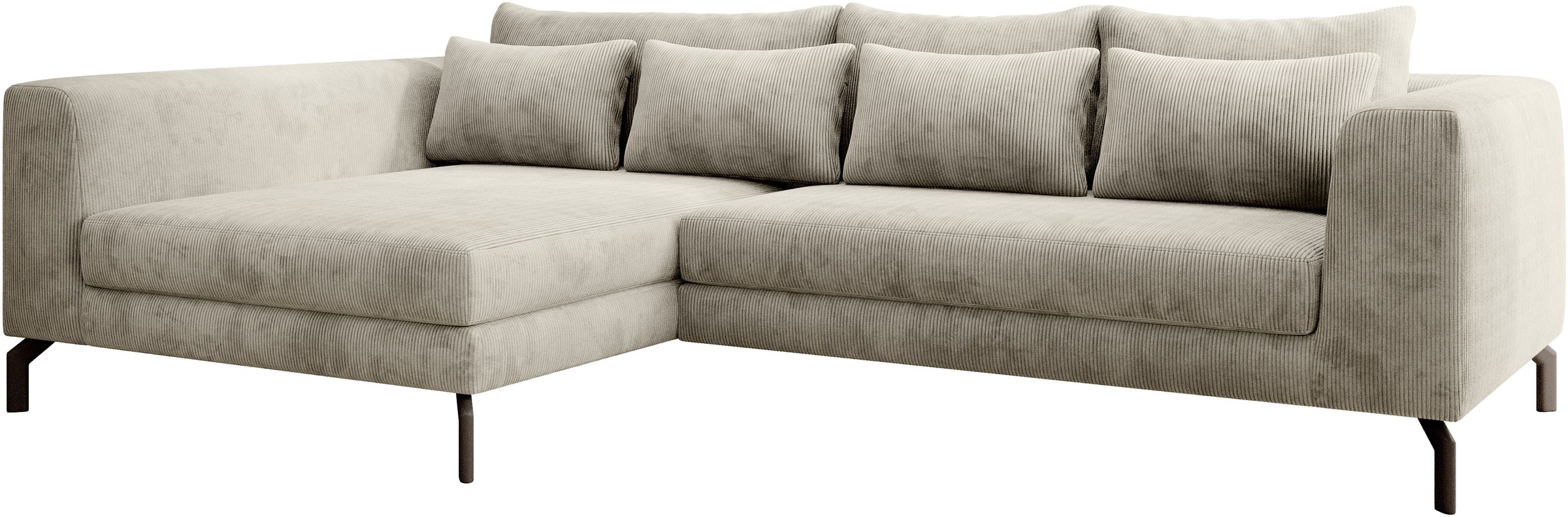 Ecksofa HOME AFFAIRE "Cross, mit softem Sitz, L-Form, wendbare Zierkissen, Breite 284 cm", beige (cannoli cream), B:284cm H:82cm T:172cm, 88% PES; 12% Nylon, Sofas, Ecksofa, Couch mit vielen Kissen, stylische Kreuznaht, elegante Metallfüße 5