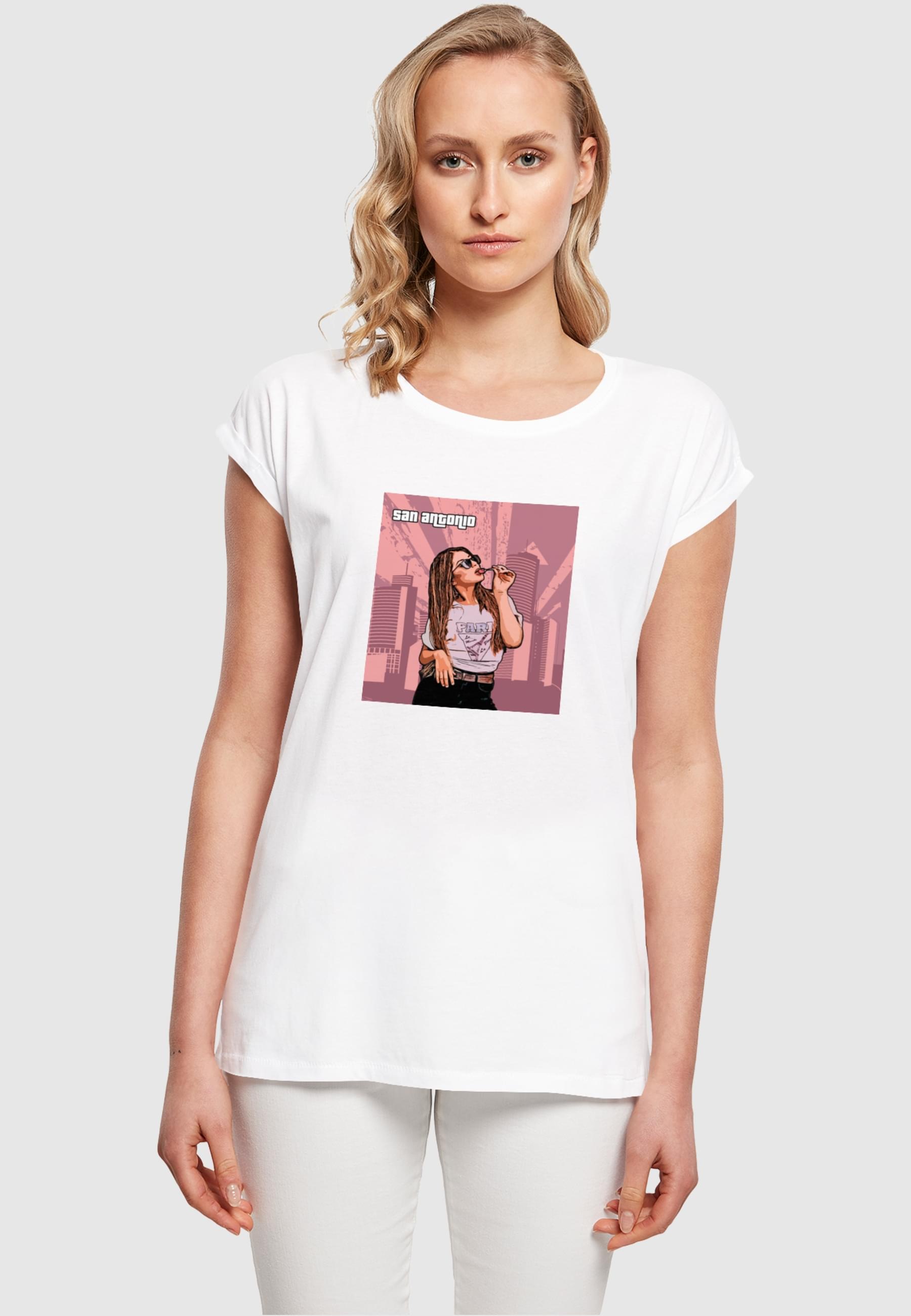 Thumbnail - Merchcode T-Shirt "Merchcode Damen Ladies Grand - San Antonio Extended Shoulder Tee" 1 Stk.