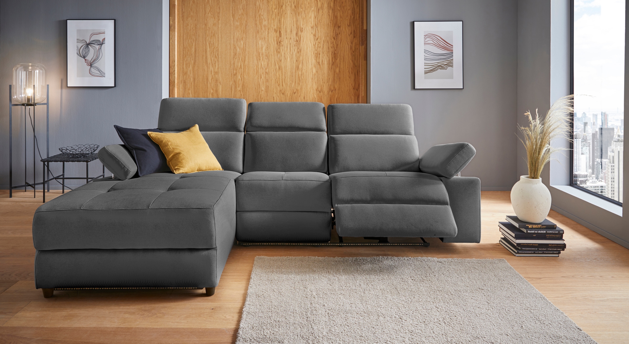 Places of Style Ecksofa »Kilado, L-Form,«, mit Relaxfunktion, verstellbarer Armlehne, Kopfteilverstellung