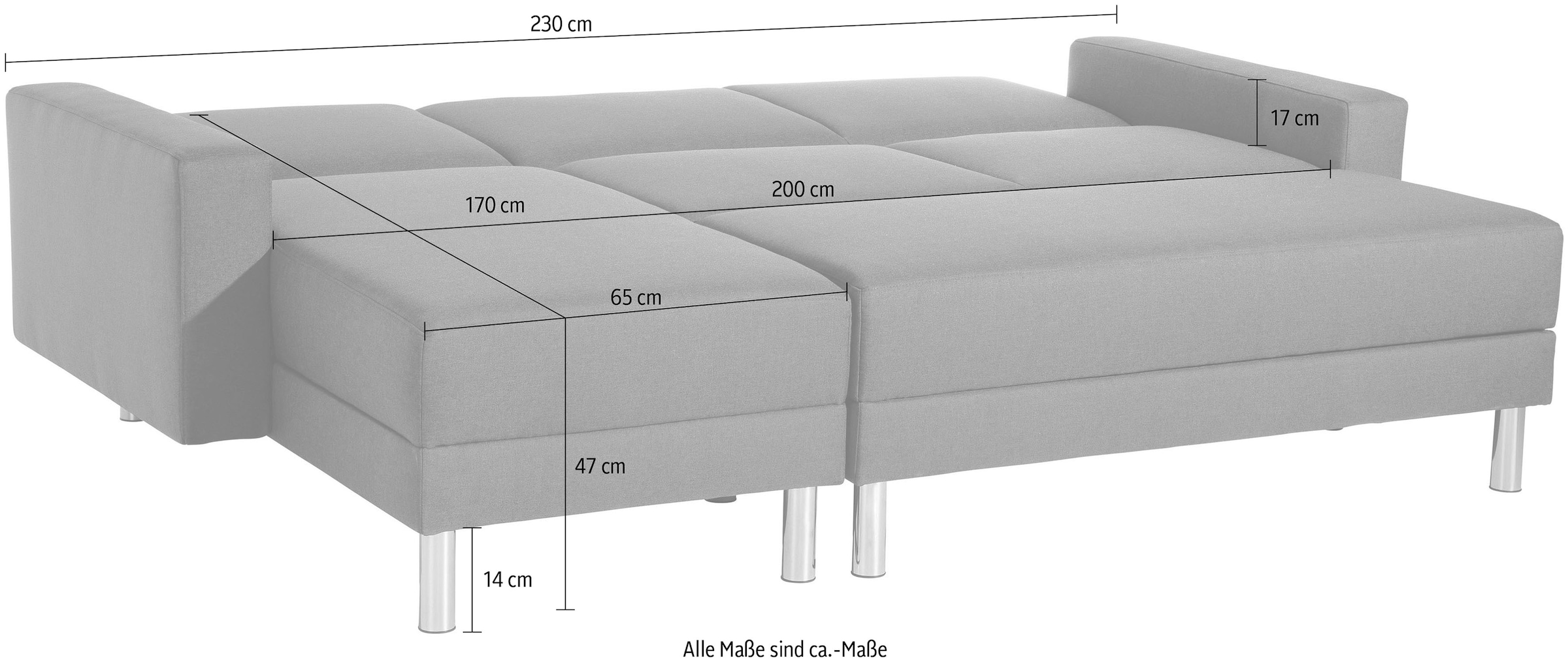 Max Winzer® Schlafsofa »Just Fresh«, Schlafsofa mit Recamiere, mit Rückenverstellung