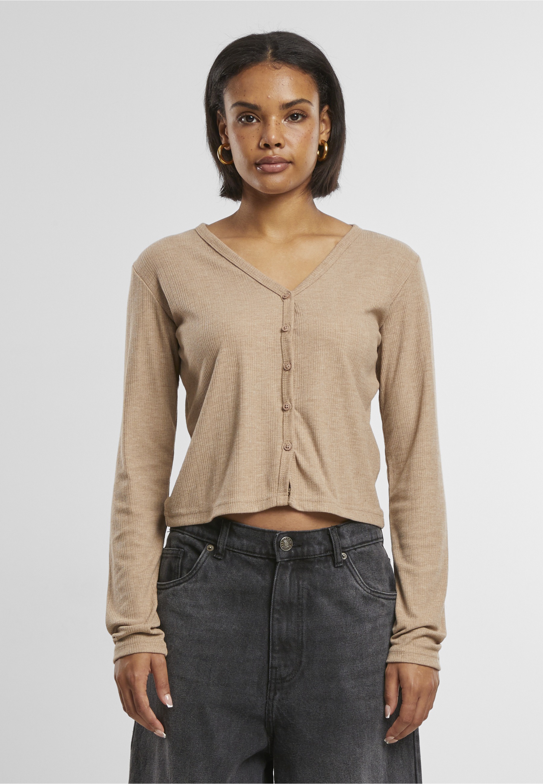 URBAN CLASSICS Strickjacke »Urban Classics Ladies Rib Cardigan« 1 Stk.