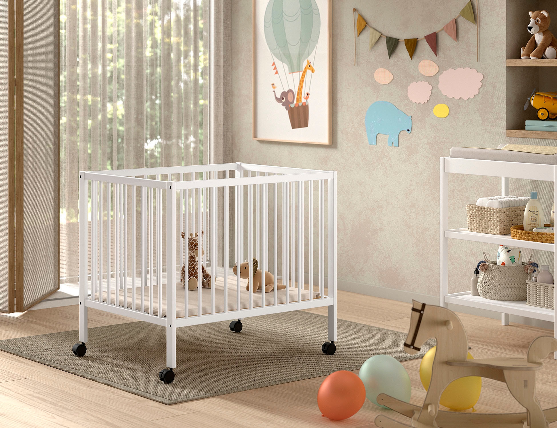 Vipack Laufgitter »Dino auf Rollen mit 2 Bremsen, universell einsetzbar, Made in Europe« bis 15 kg hochwertig verarbeitet, Buche massiv, verschiedene Farben erhältlich