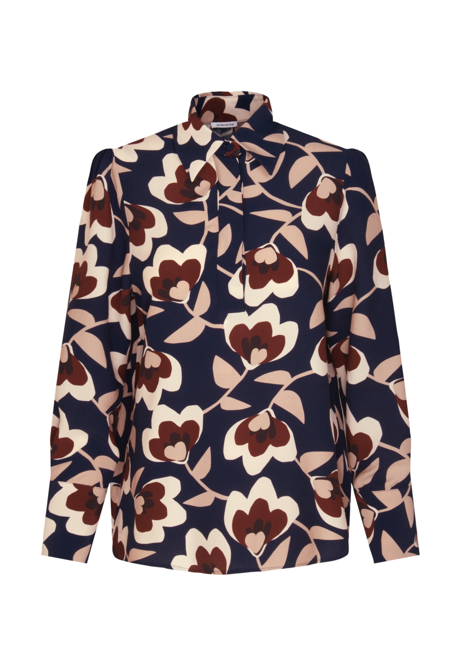 seidensticker Hemdbluse »Schwarze Rose«, Langarm Kragen Druck
