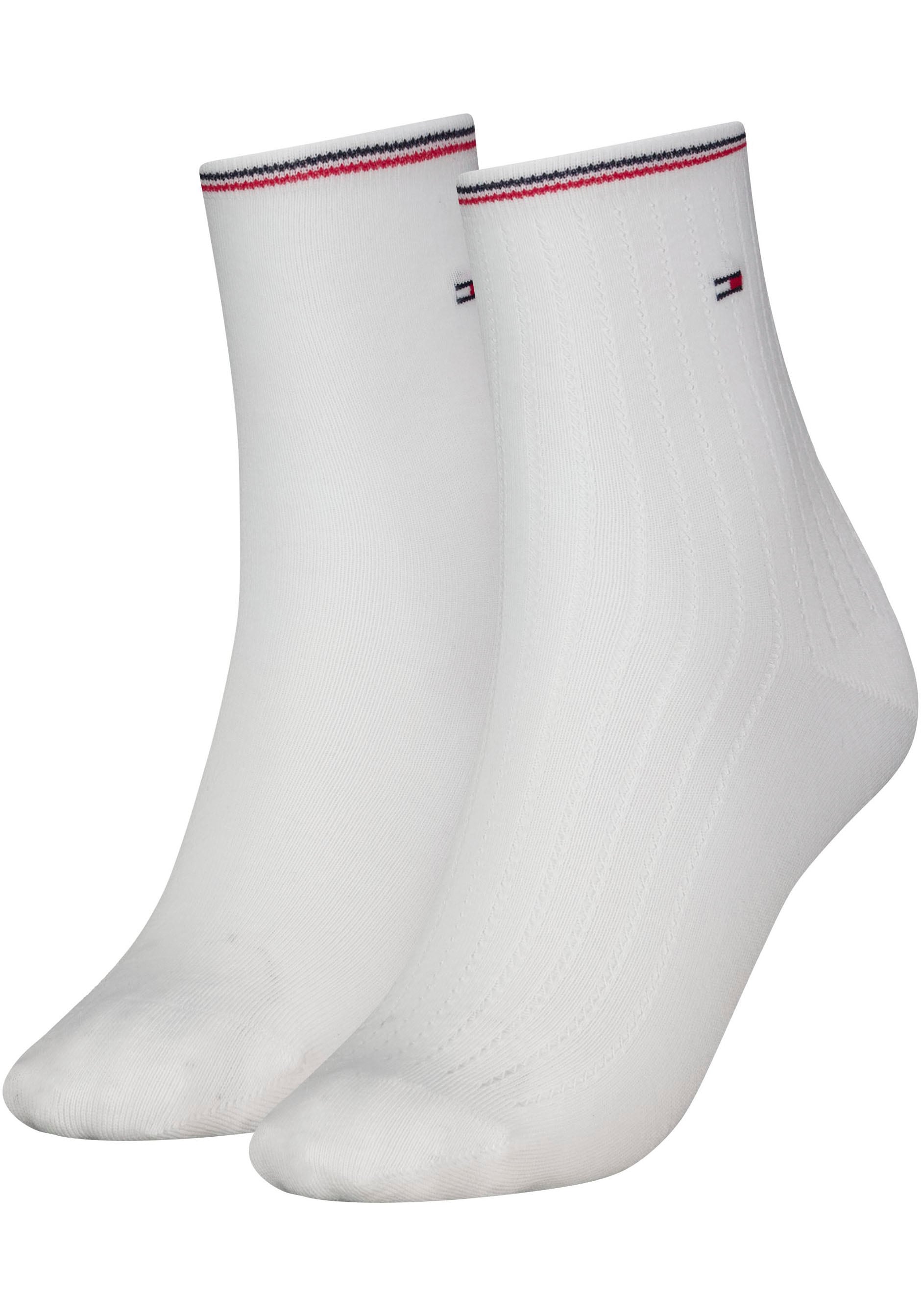 Tommy Hilfiger Kurzsocken "WOMEN SHORT SOCK OPENWORK GLOBAL STRIPE", mit kleiner Logostickerei