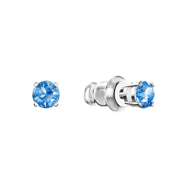 Swarovski Ohrring und Ketten Set »Sparkling Dance Round, blau, rhodiniert,  5480485«, (Set, 3 tlg.), mit Swarovski® Kristallen online bestellen | BAUR