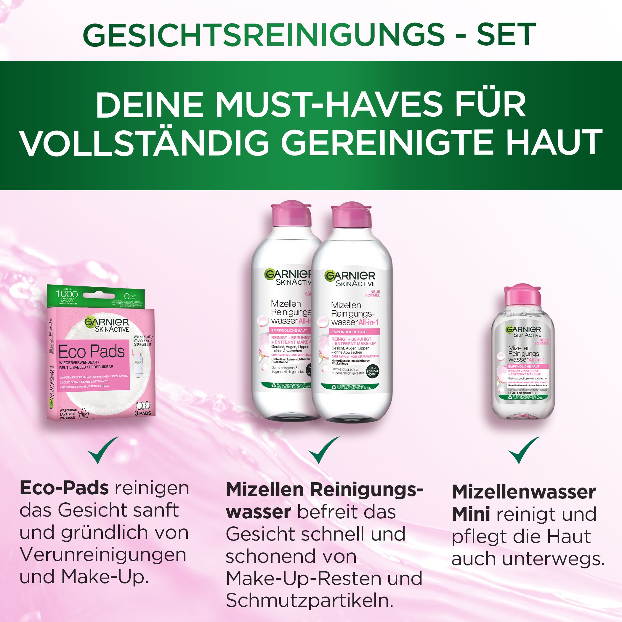 GARNIER Pflege-Set »Gesichtsreinigungsset«, mit hoher Wirksamkeit