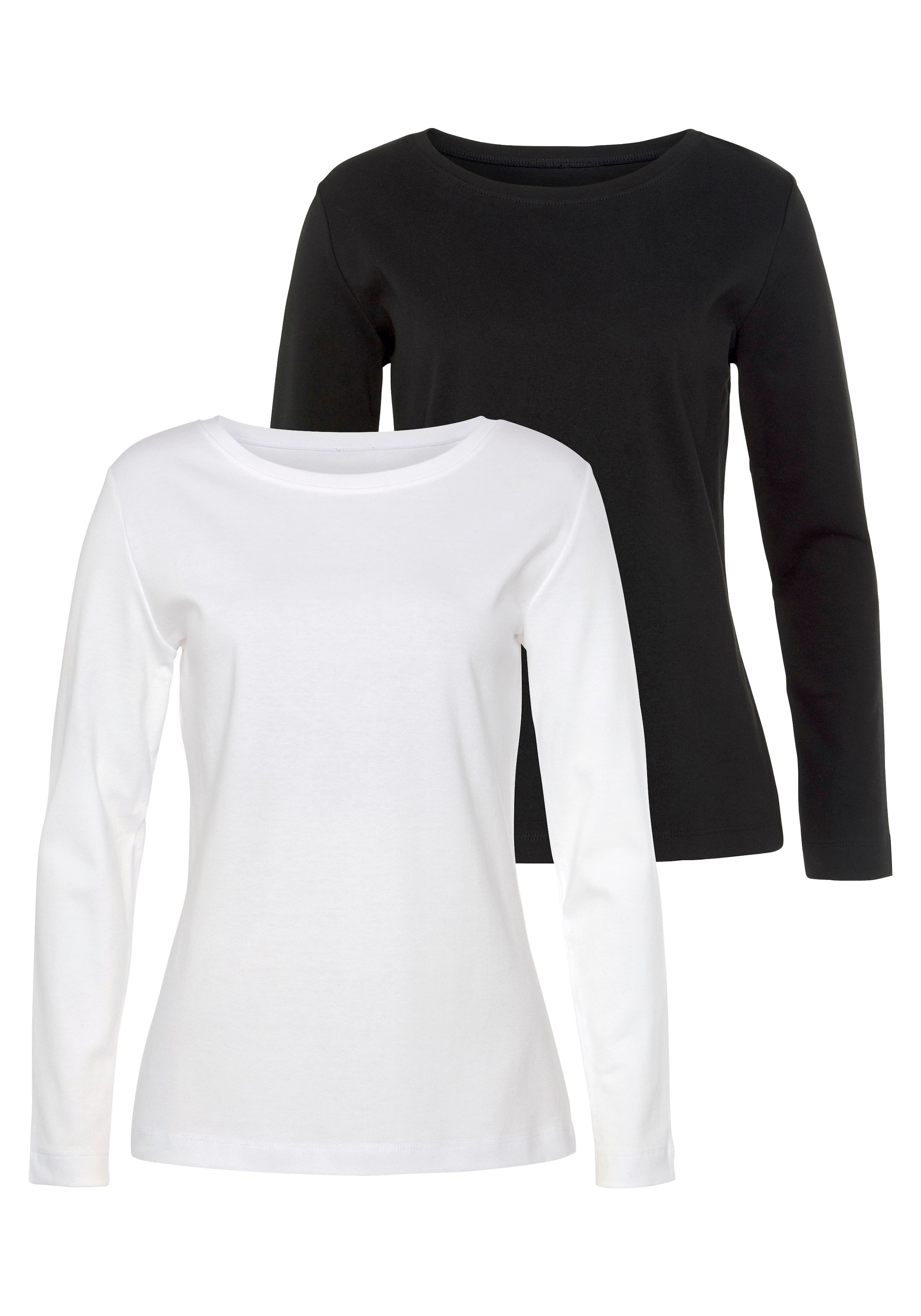 Vivance Langarmshirt "aus reiner Baumwolle" 2er-Pack, weicher Interlock Jersey aus reiner Baumwolle