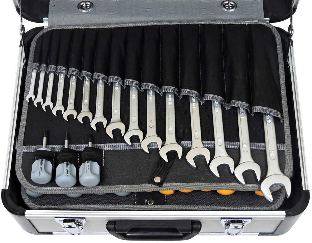 FAMEX Werkzeugset »414-18 - PROFESSIONAL«, Alu-Werkzeugkoffer, Kapazität 30 kg, mit 174-tlg. Steckschlüsselsatz