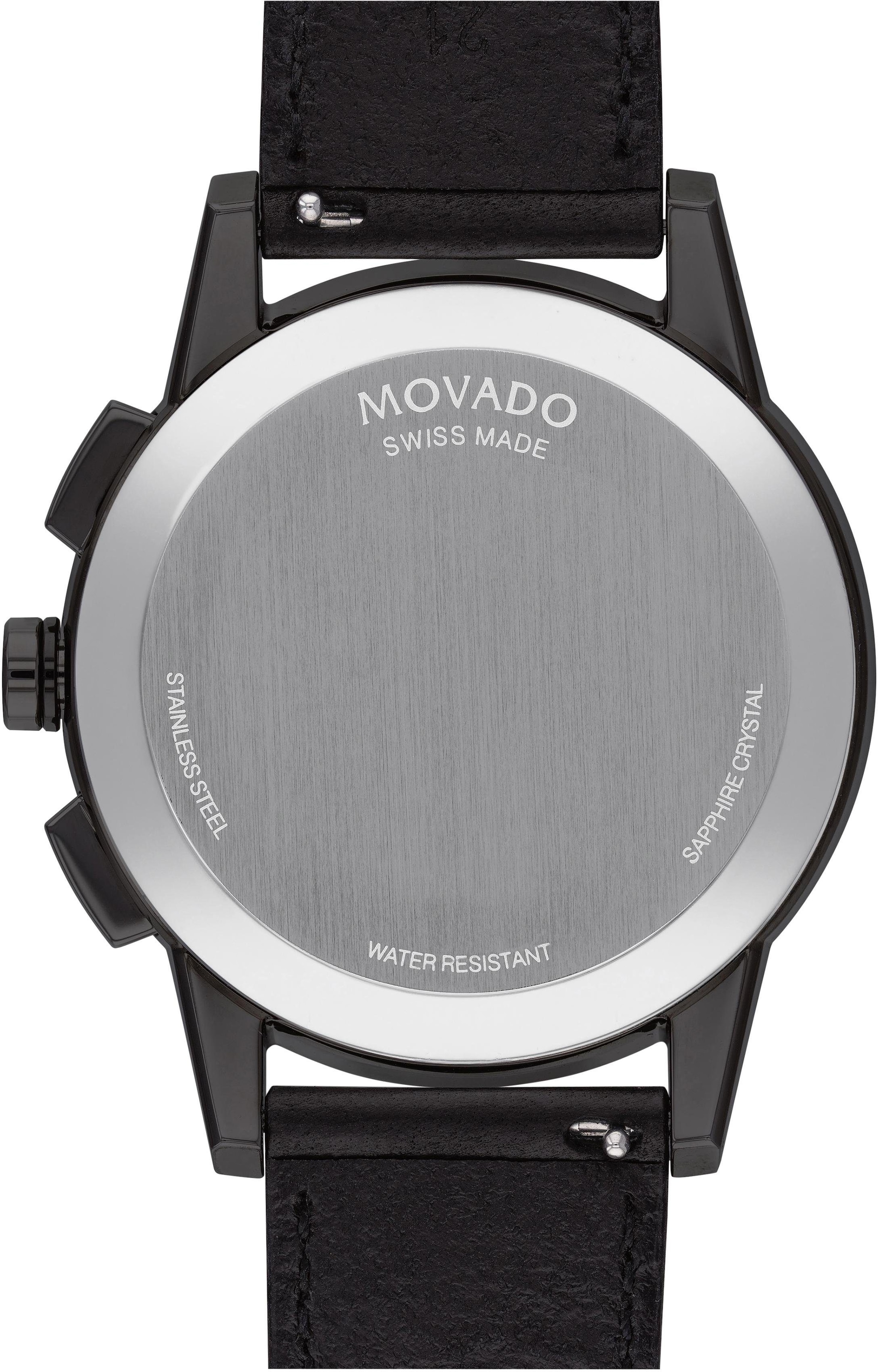 MOVADO Chronograph »MUSEUM SPORT, 607360«, Quarzuhr, Armbanduhr, Herrenuhr, Swiss Made, Lederarmband, Datum