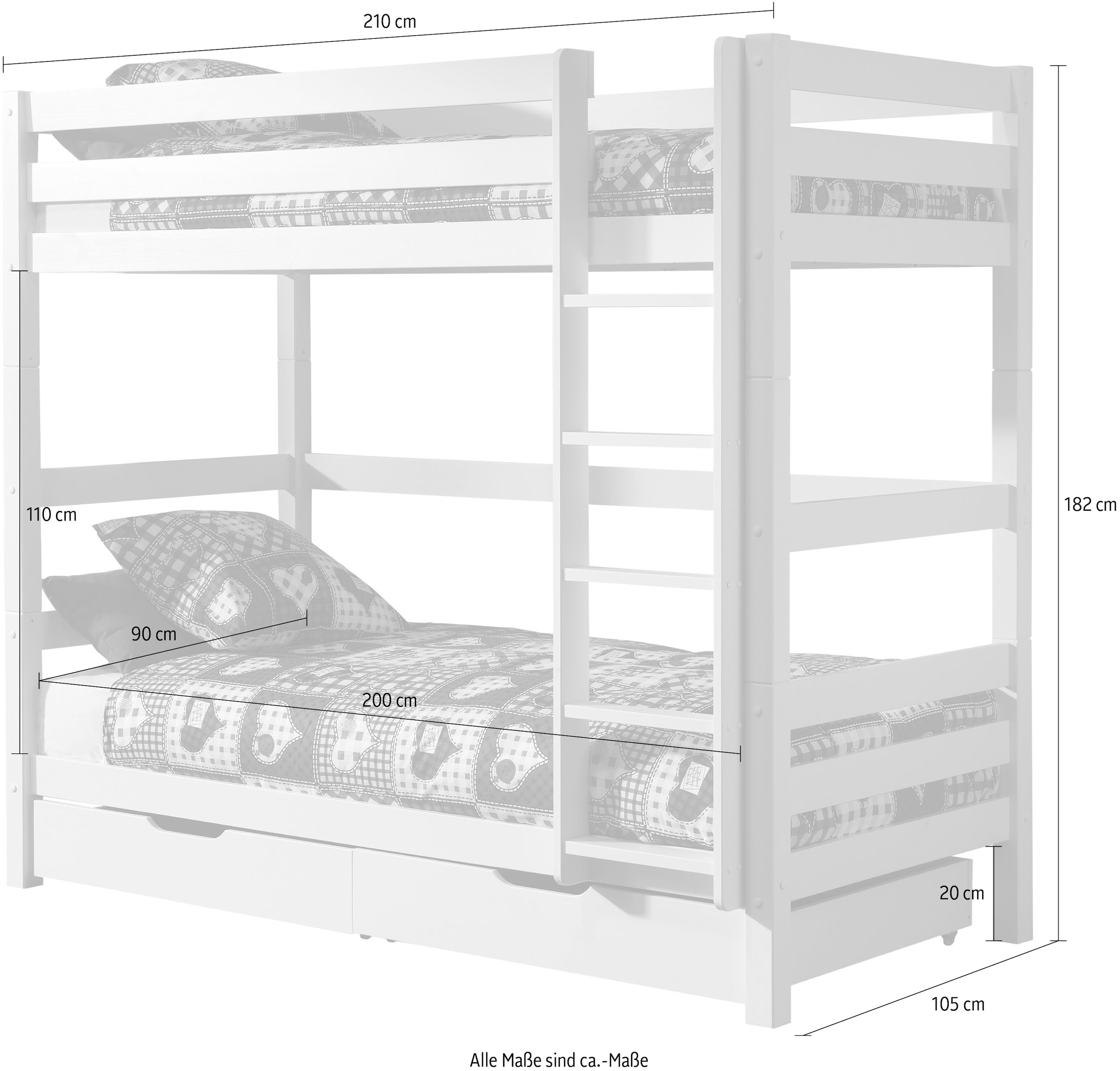 Vipack Etagenbett »Pino«, (Made in Europe), wahlweise mit Bettschublade