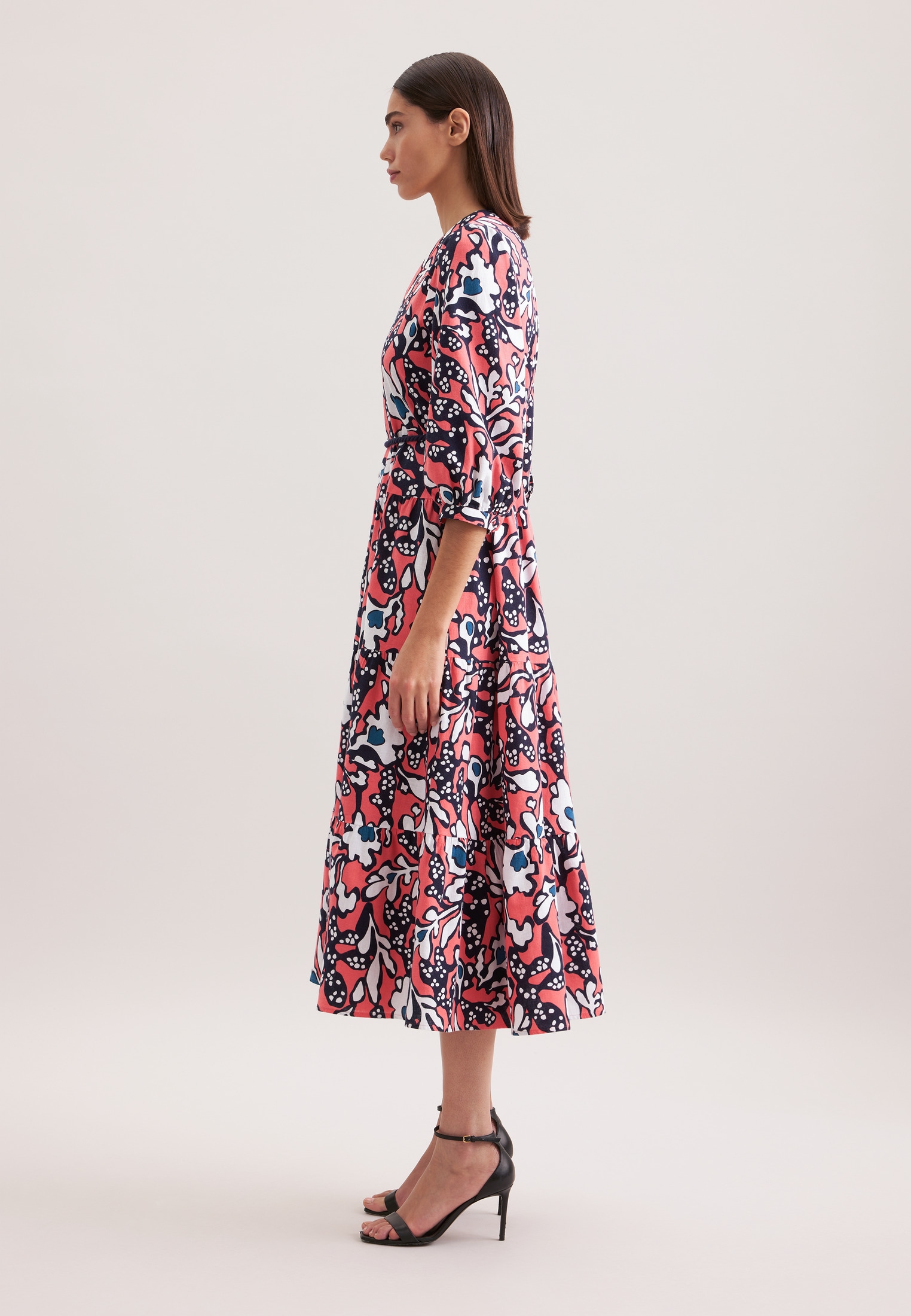 seidensticker Sommerkleid »Schwarze Rose«, 7/8-Arm V-Neck Druck