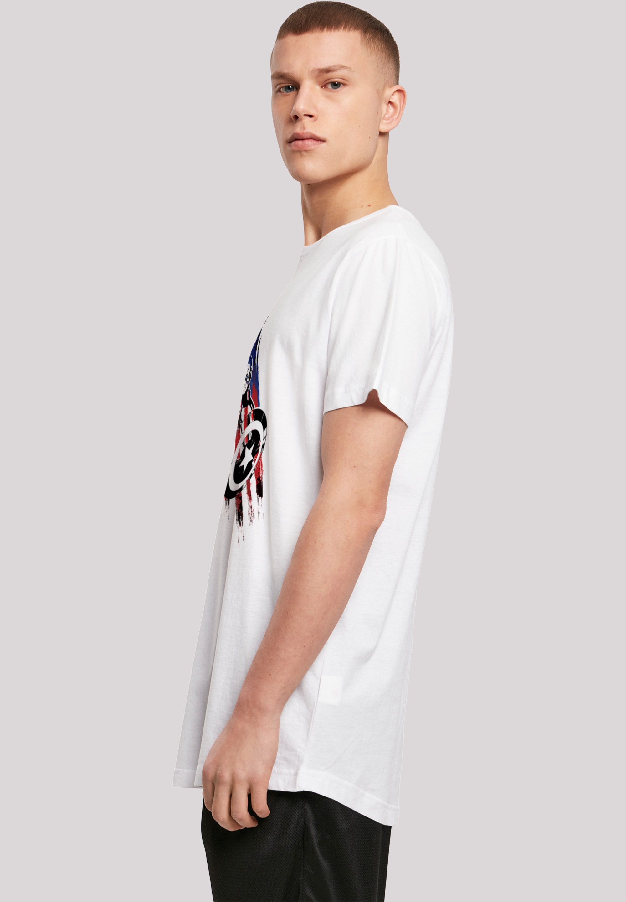 F4NT4STIC T-Shirt »Marvel Avengers Captain America Streaks«, Herren,Premium Merch,Lang,Longshirt,Logo Print