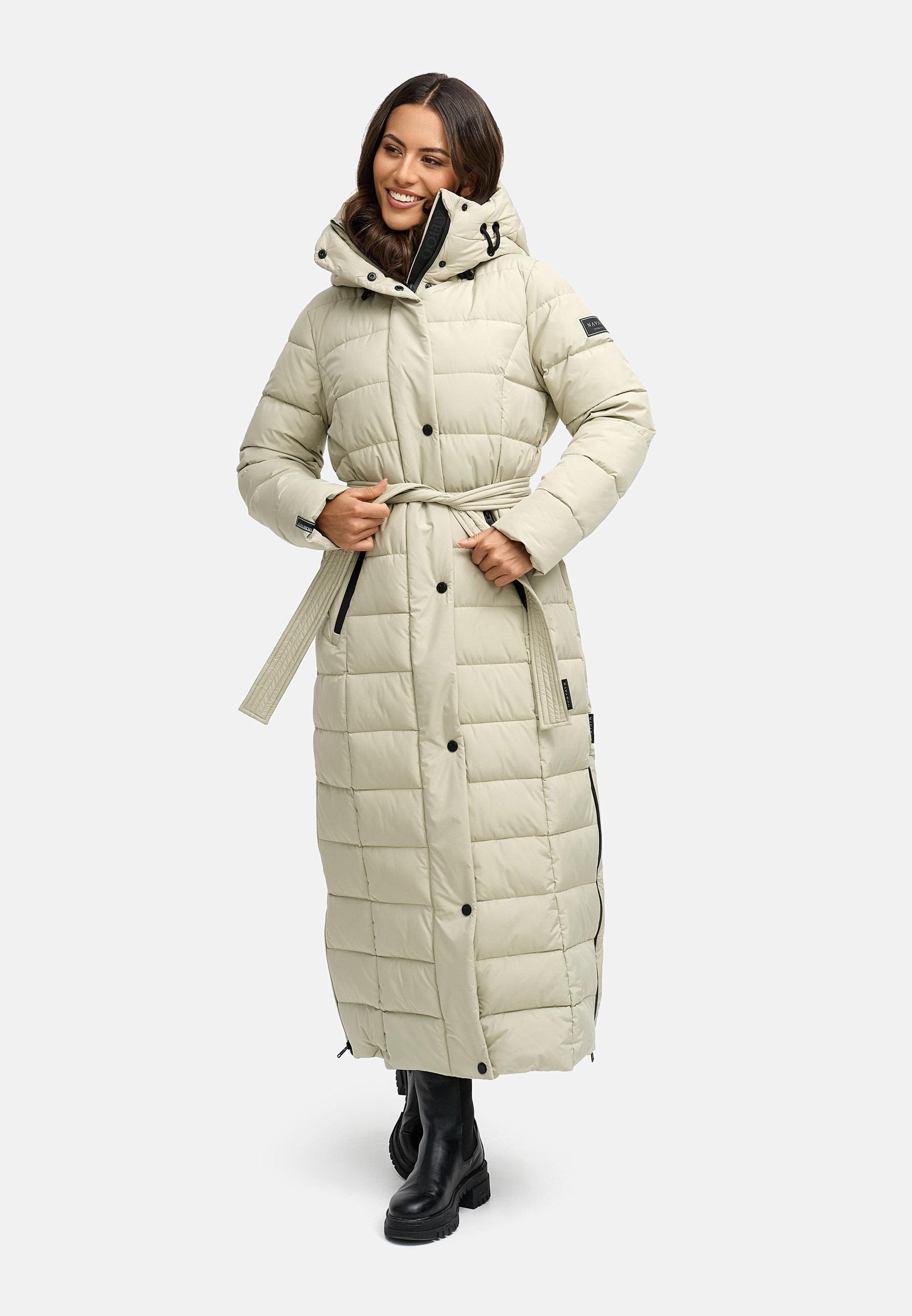 Navahoo Steppmantel »Das Teil XIV« extralanger Wintermantel mit abnehmbaren Kunstfellkragen