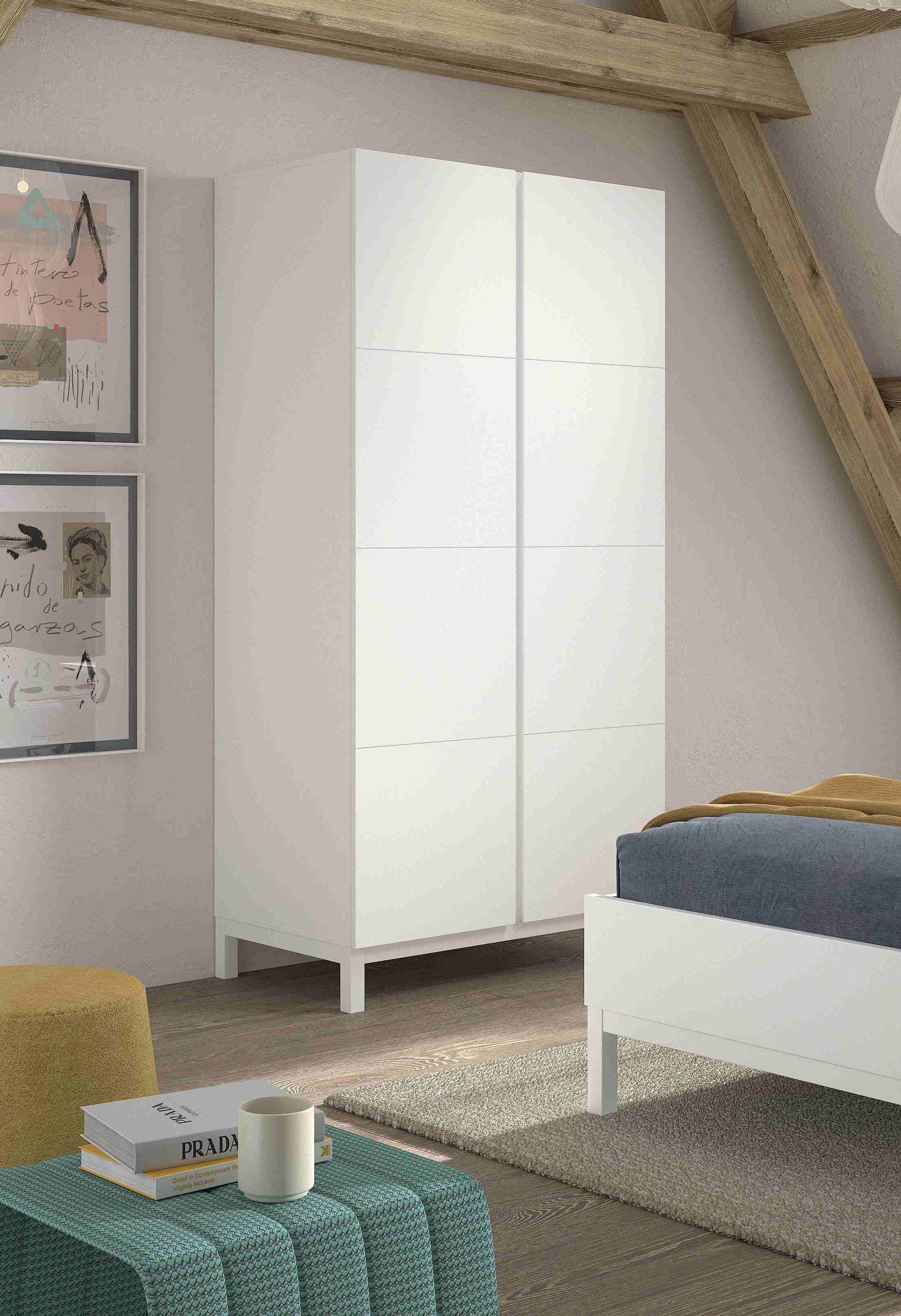 Vipack Kleiderschrank »in modernem Design, Türen mit Profilfräsung, pflegeleichter Oberfläche«, mit 2 Drehtüren inkl. Soft-Close, Wäschefächer, Ausf. weiß lackiert