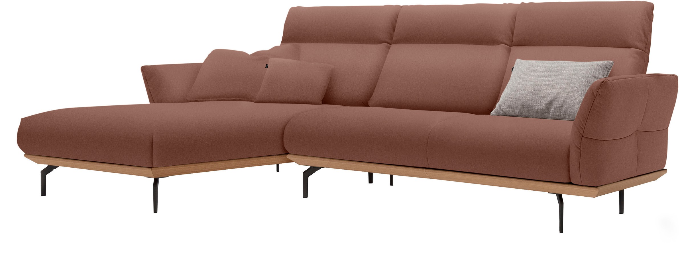 Creation BY ROLF BENZ Ecksofa "CR.460" Sockel in Eiche, Alugussfüße in umbr günstig online kaufen