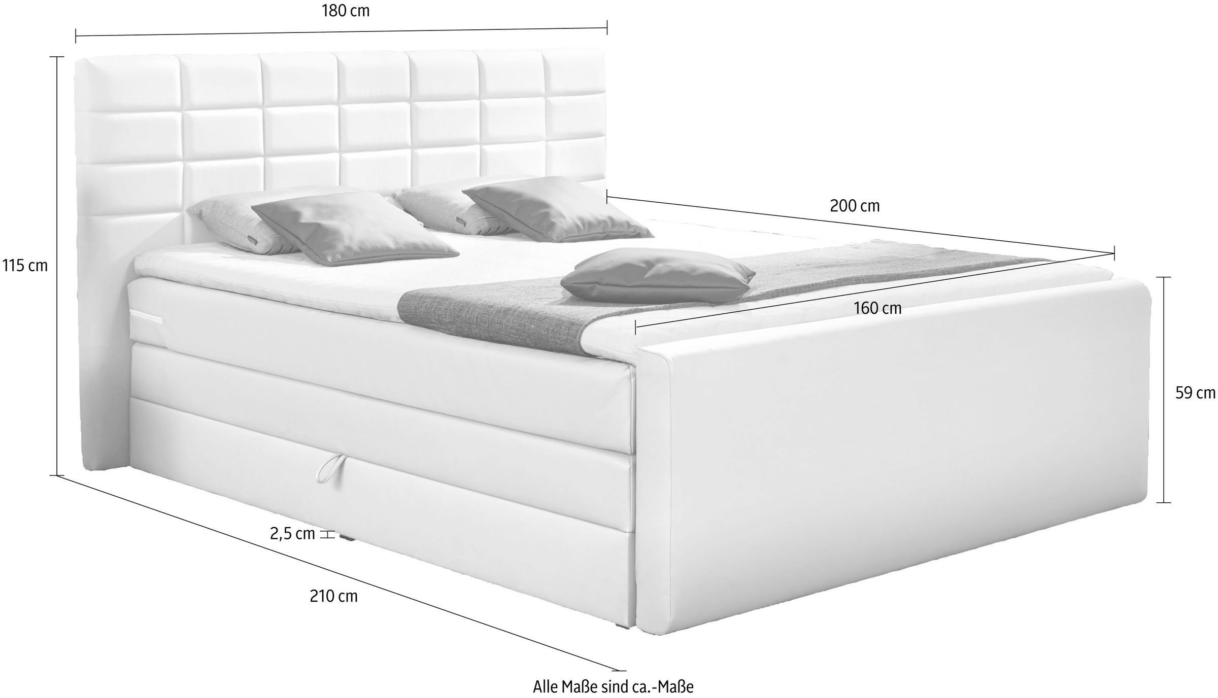 INOSIGN Boxspringbett »Lethbridge«, inkl. Bettkasten und Topper, zwei Matratzenarten in H2