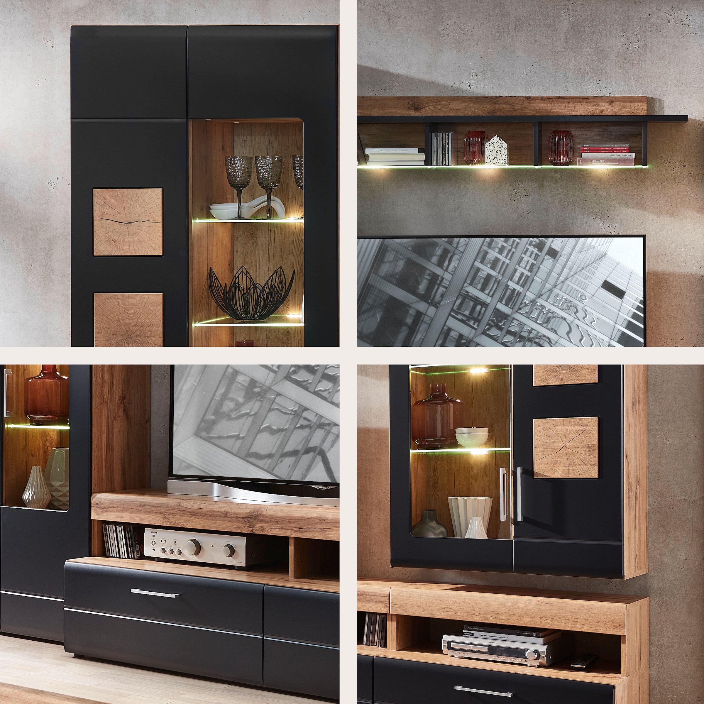Innostyle Wohnwand »Sonate, TOPSELLER!«, (Komplett-Set, 5 St., Wohnwand), inkl. LED-Beleuchtung