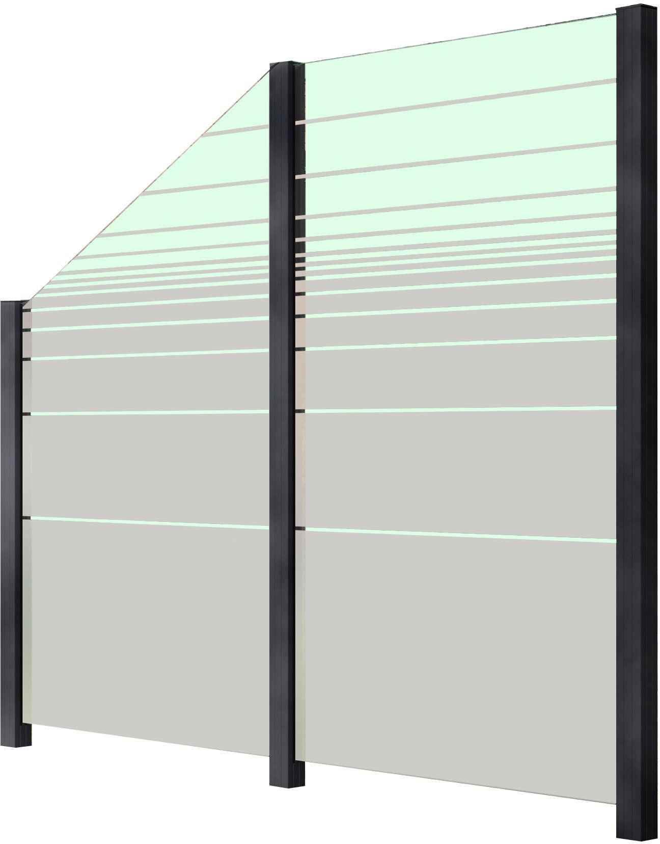 STAKET PRO Zaun, Glaszaun, Gesamtlänge: 2,29 m, 3 Pfosten