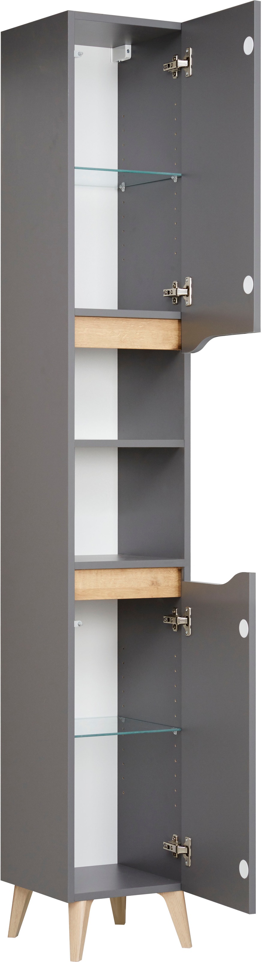 Saphir Badmöbel-Set »Quickset 5-teilig, Waschbeckenunterschrank mit LED-Spiegel«, (5 St.), Hochschrank, Unterschrank, Hängeschrank, inkl. Türdämpfer, 6 Türen