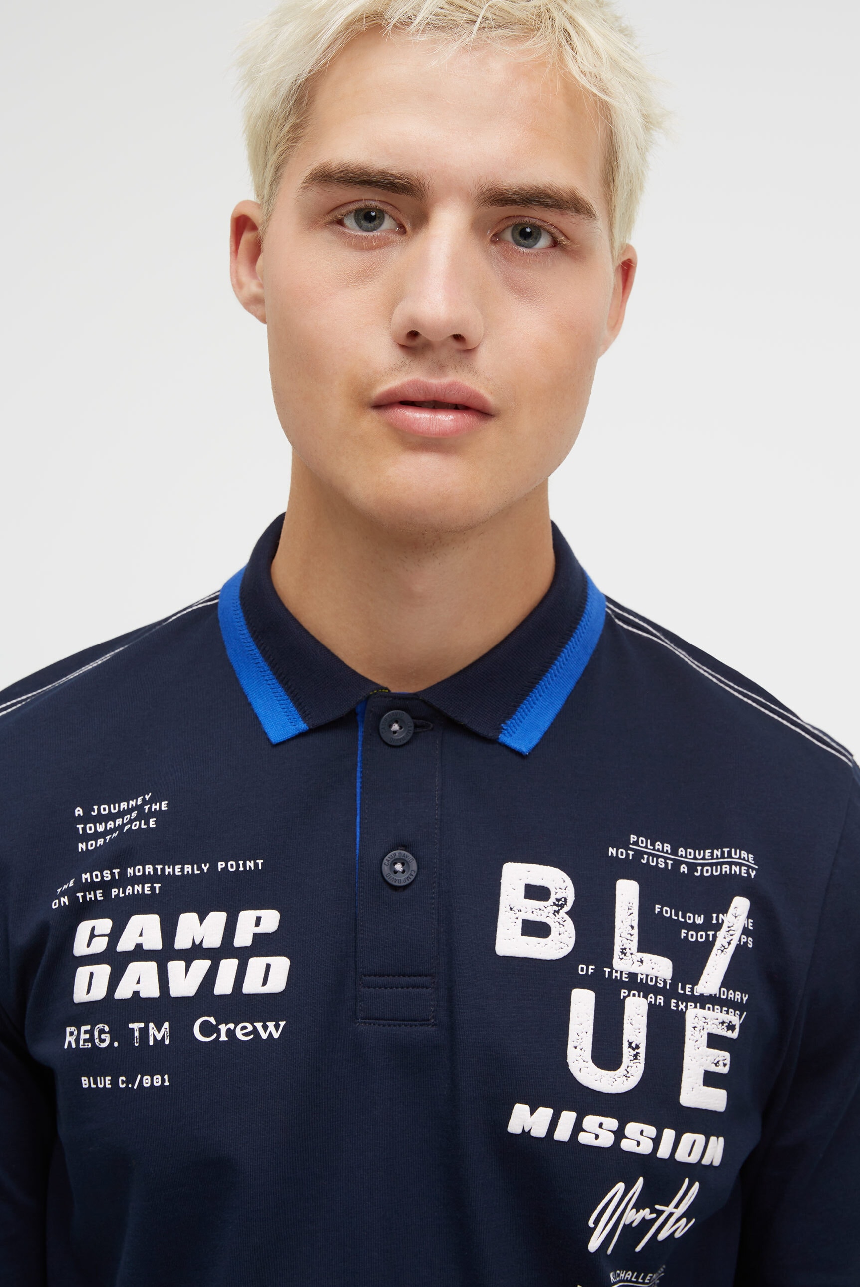 CAMP DAVID Langarm-Poloshirt, aus Baumwolle