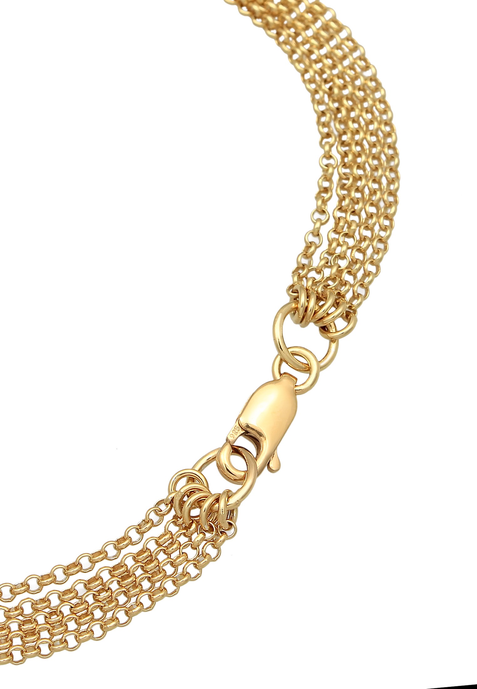 Armband ELLI "Breit Glieder Basic Silber 925" Gr. 18, gold, Armbänder, Damen, 18cm, ohne Stein, Silber 925 (Sterlingsilber), Armband 2