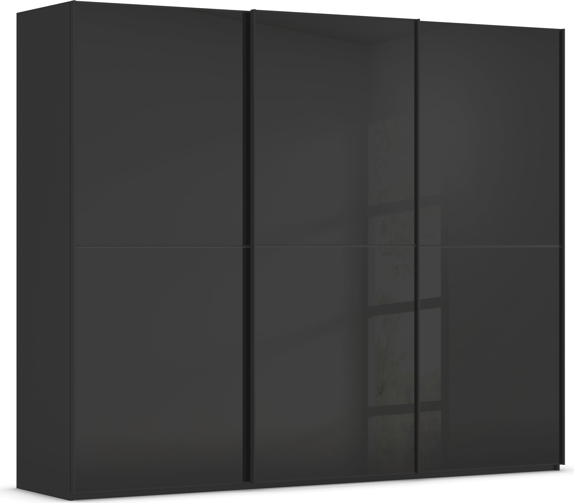 rauch Schwebetürenschrank "Kleiderschrank Schrank Garderobe Schlafzimmerschrank SCALE-DUO" edle zweigeteilte Türen Glas-Front mit 3 Zierleisten MADE IN GERMANY