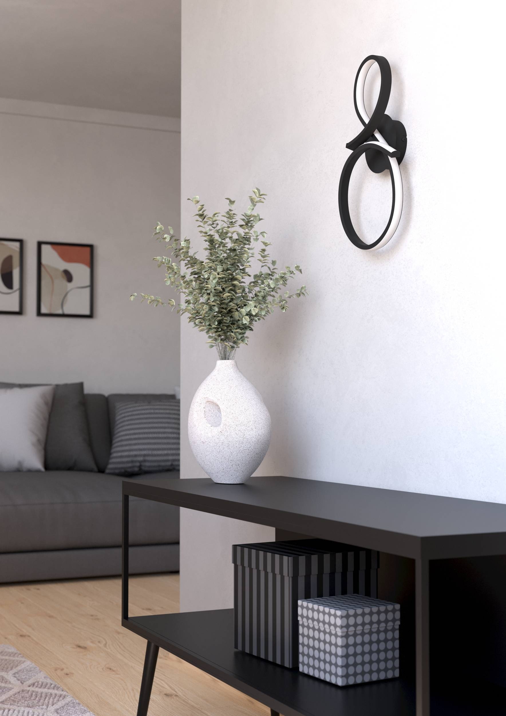 EGLO Wandleuchte »Serpins Wandleuchte, Wohnzimmerlampe, Metall und Kunststoff, Lampe« LED-Modul 1 Stk. Warmweiß Wand-/Deckenleuchte - L20,5 x H40 x AL7,5 cm - schwarz - 11,4W inkl.