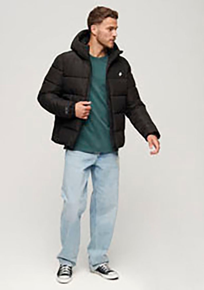 Superdry Steppjacke »HOODED SPORTS PUFFR JACKET«, mit Kapuze, mit kontrastfarbener Stickerei