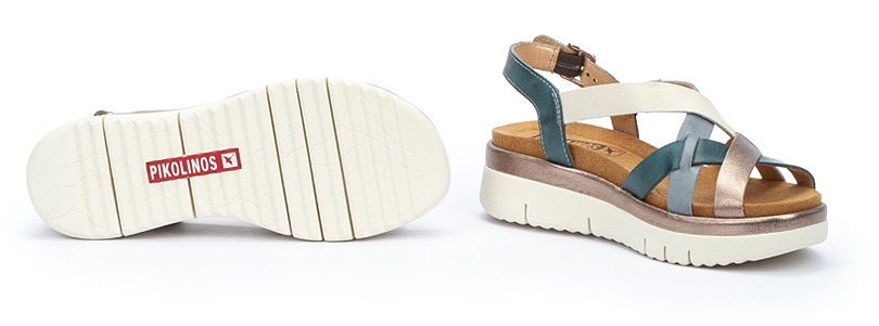 PIKOLINOS Sandalette »PALMA«, Sommerschuh, Sandale, Keilabsatz, mit Metallic Details