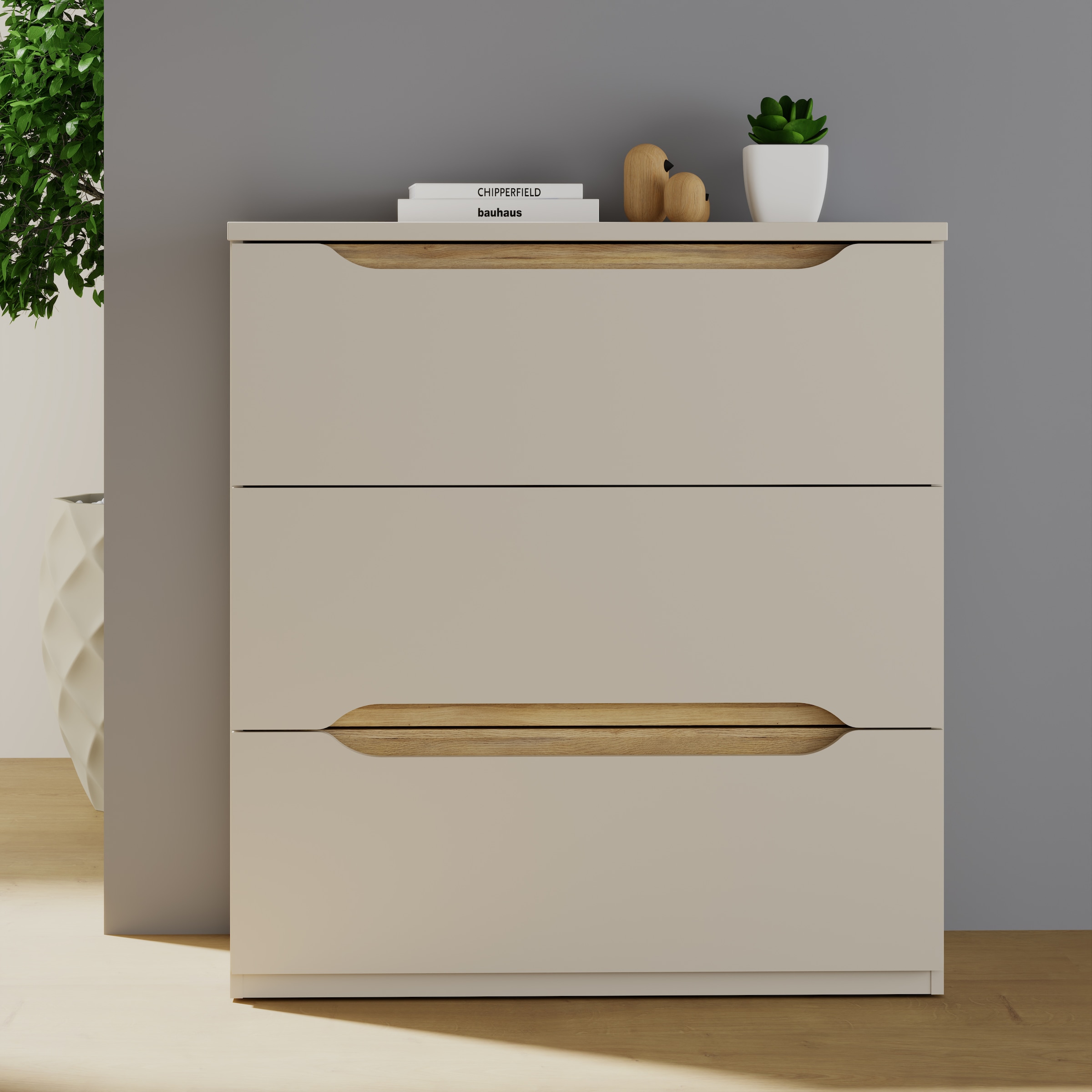 FORTE Kommode, B/H/T 81,5/92,3/41,5 cm Kommode ohne Griffe günstig online kaufen