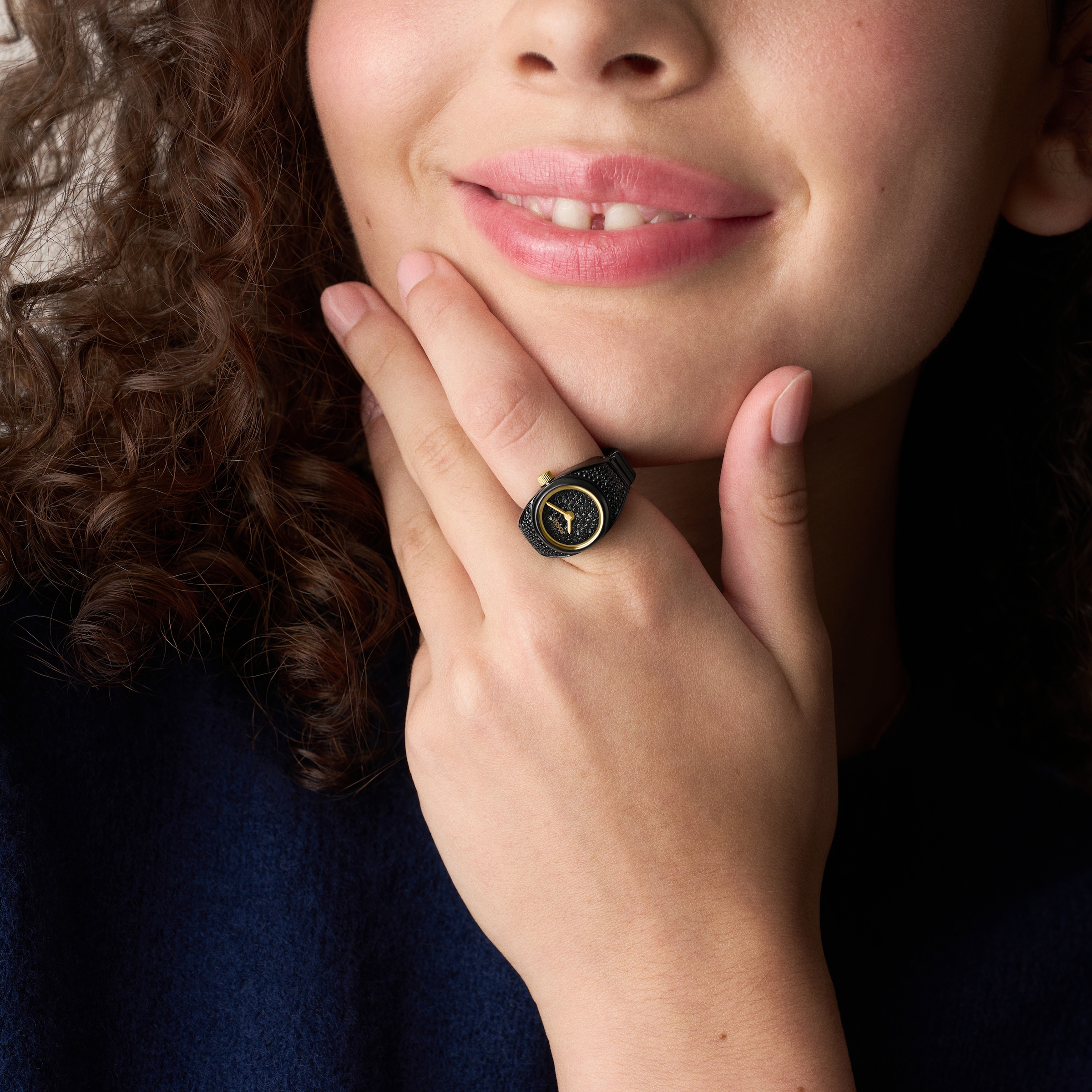 Fossil Quarzuhr »WATCH RING« Armbanduhr, Damenuhr, Edelstahlarmband, analog, Glassteine