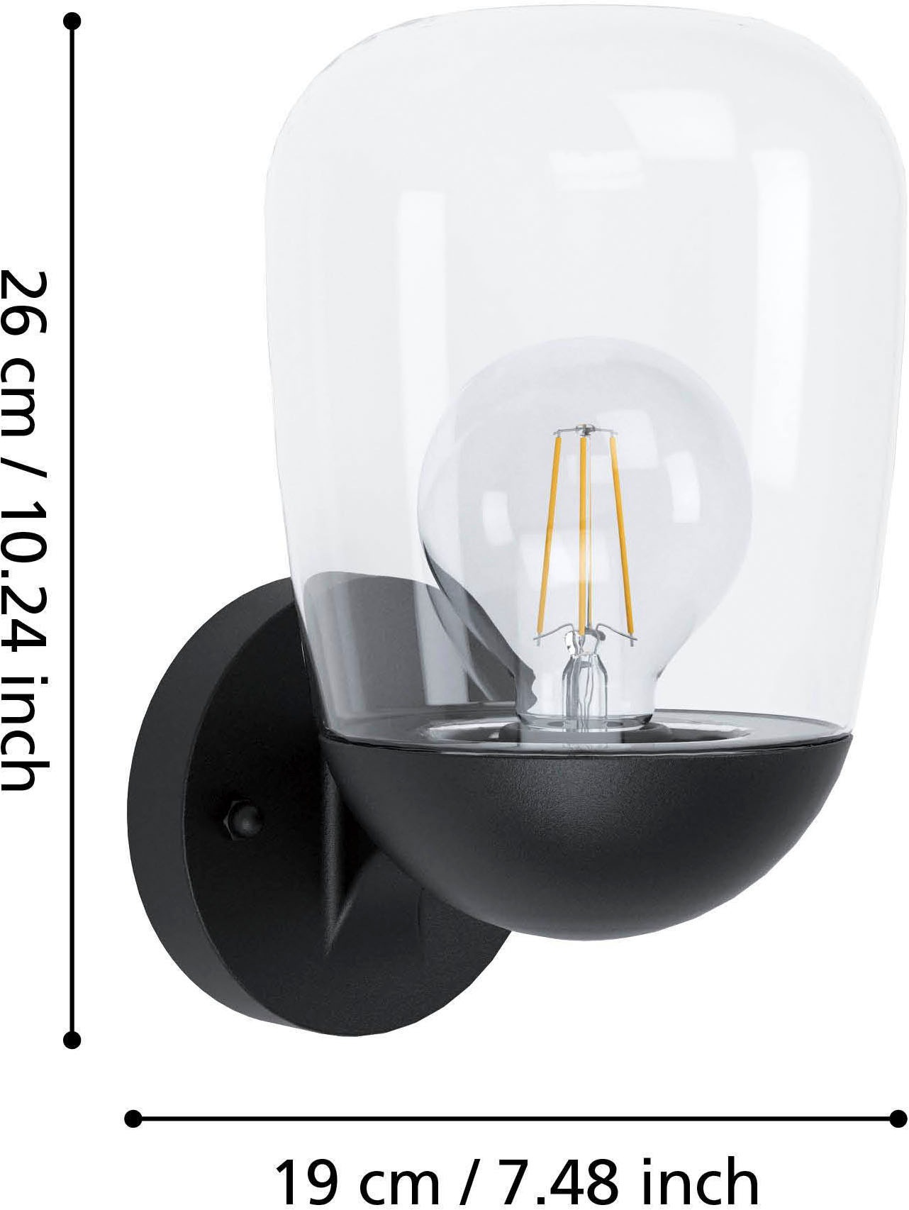 EGLO Wandleuchte »Donatori Wandlampe, Außenbeleuchtung, Retro, Vintage, E27, IP44, Lampe« E27 1 Stk. Wand-/Deckenleuchte - L15,5 x H26 x AL19 cm - schwarz - 1X60W exkl.