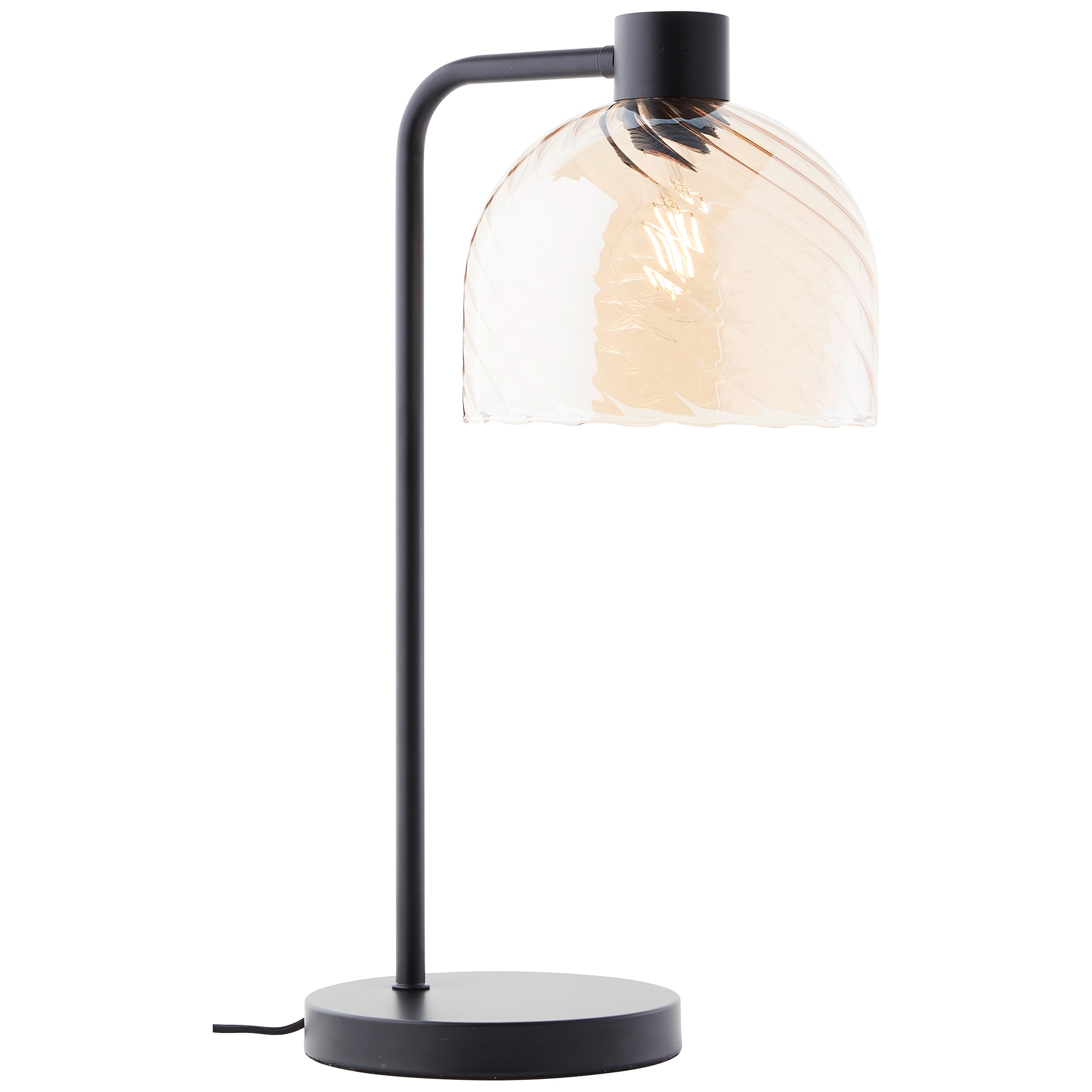 Brilliant Tischleuchte »Casto«, 1 flammig, Leuchtmittel E27 | ohne Leuchtmittel, 50 x 29 cm, E27, bernsteinfarbenes Glas, schwarzes Metall