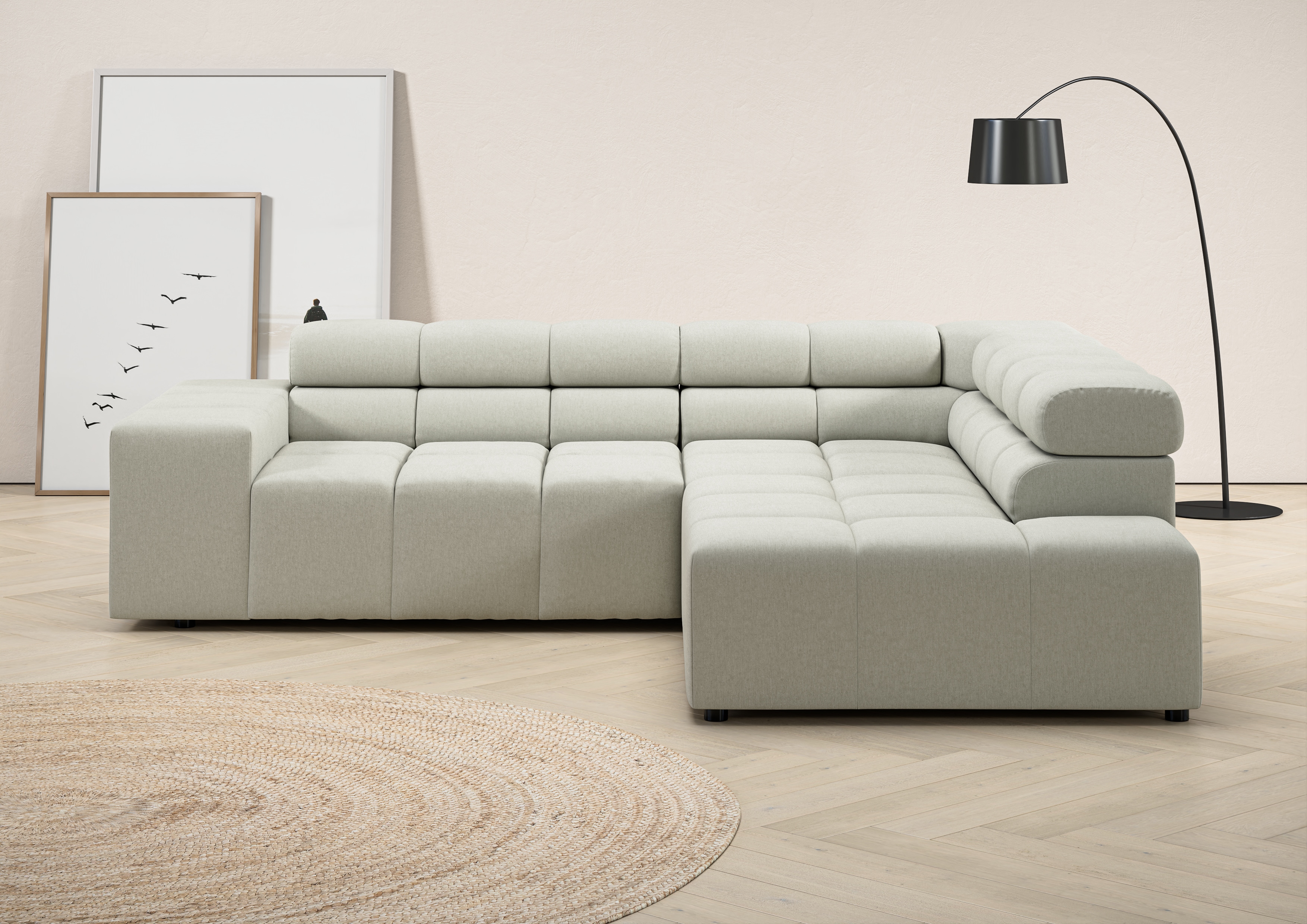Home affaire Ecksofa "Ancona, Ecksofa, incl. Kopfteilverstellung, Breite 249 cm, L-Form" wahlweise motorische Sitztiefenverstellung, B/T(H: 249/215/70 cm