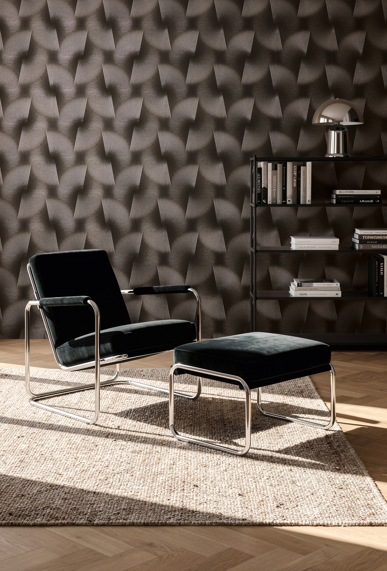 A.S. Création Vliestapete »Trend Spectrum Fan – Glamouröse 3D-Fächeroptik Vliestapete« 3D-Optik | geometrisch | glänzend strukturiert Grafisches Fächermotiv mit räumlicher Wirkung und edlem Glanz