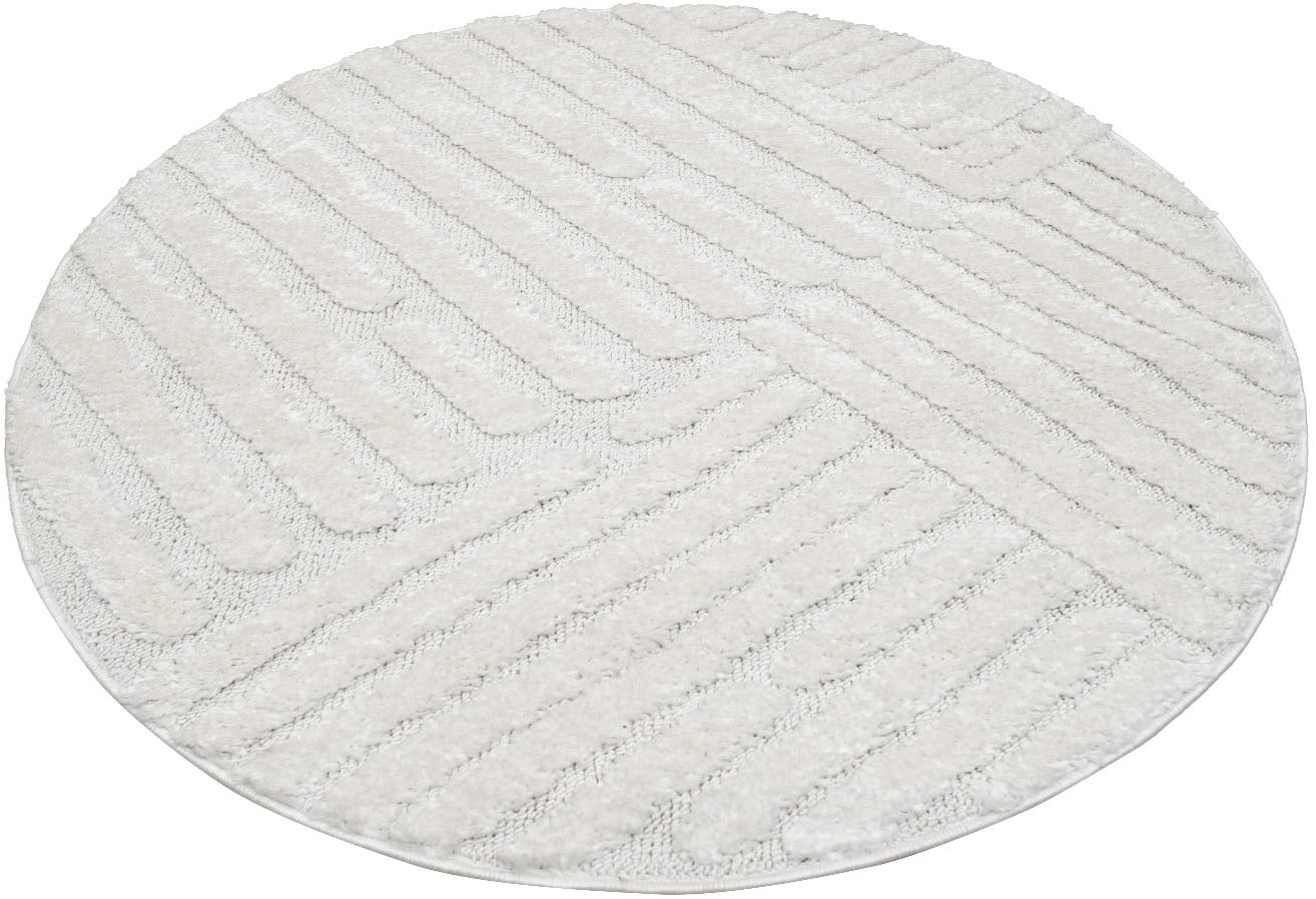 Carpet City Hochflor-Teppich »FOCUS749«, rund, 20 mm Höhe, Boho-Teppich, Hochtief-Muster/ 3D-Effekt, für Wohnzimmer, Schlafzimmer