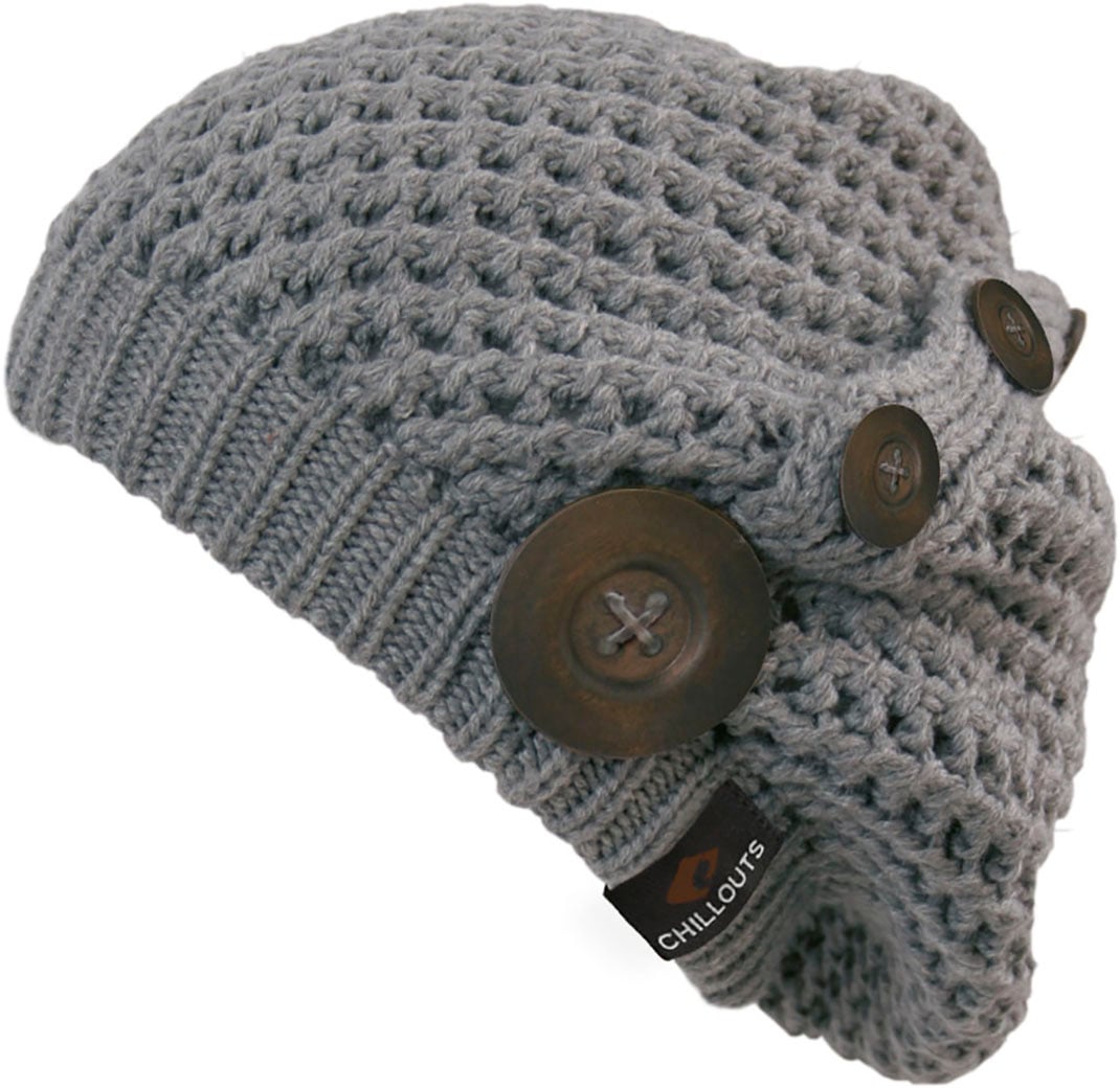 chillouts Beanie "Nelly Hat" mit modernem Strickmuster und Zierknöpfen